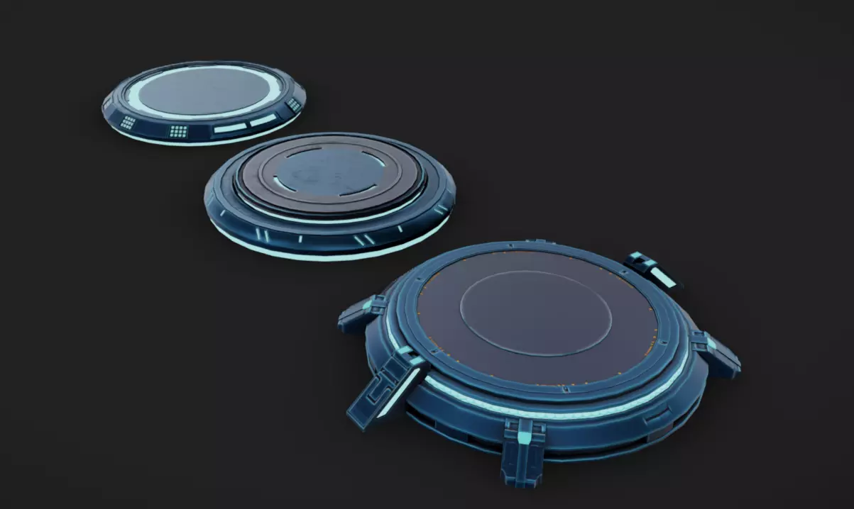 SciFi Podiums Low-poly 3D model_3