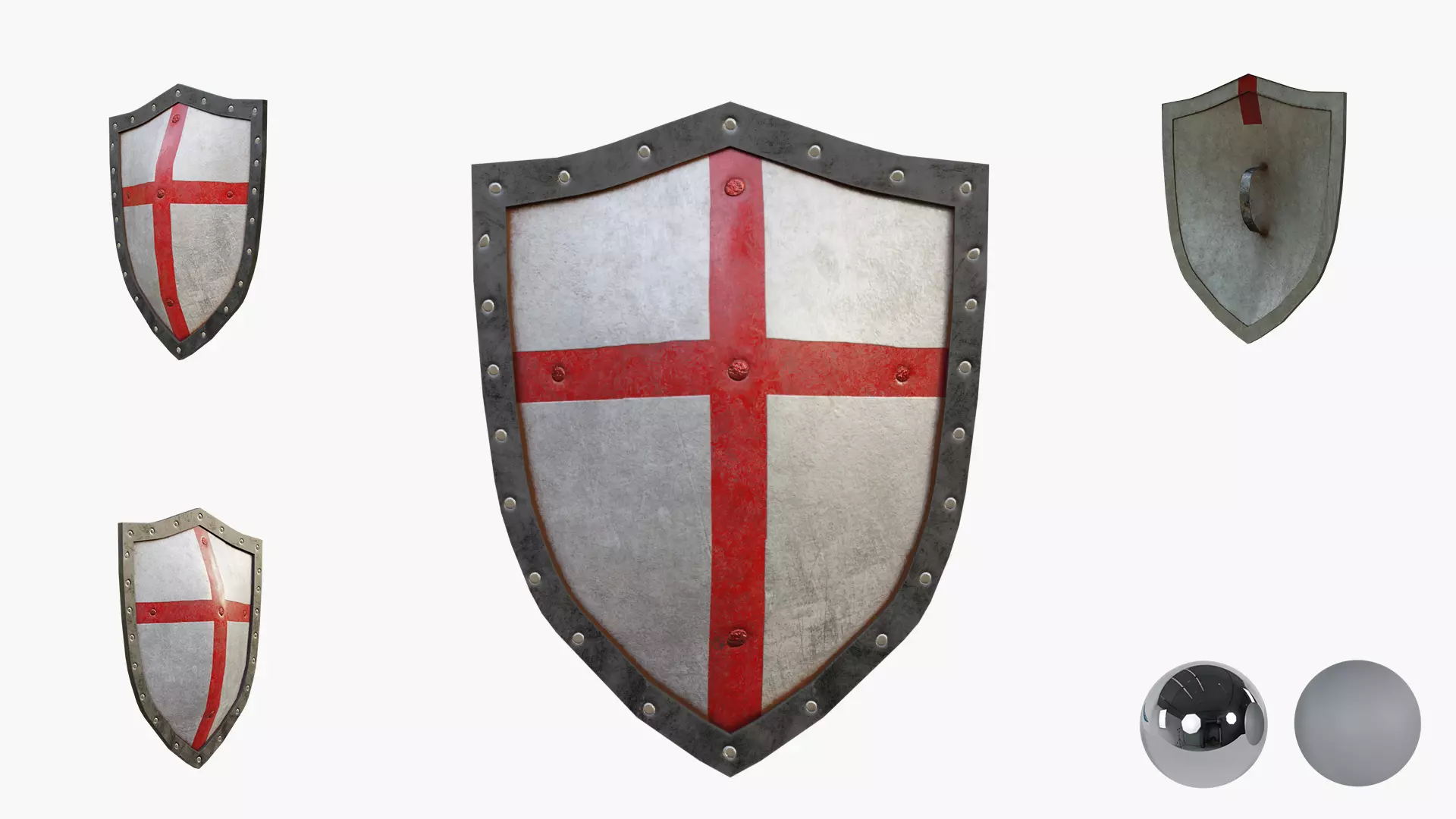Templar Knight Shield Low-poly 3D model_0