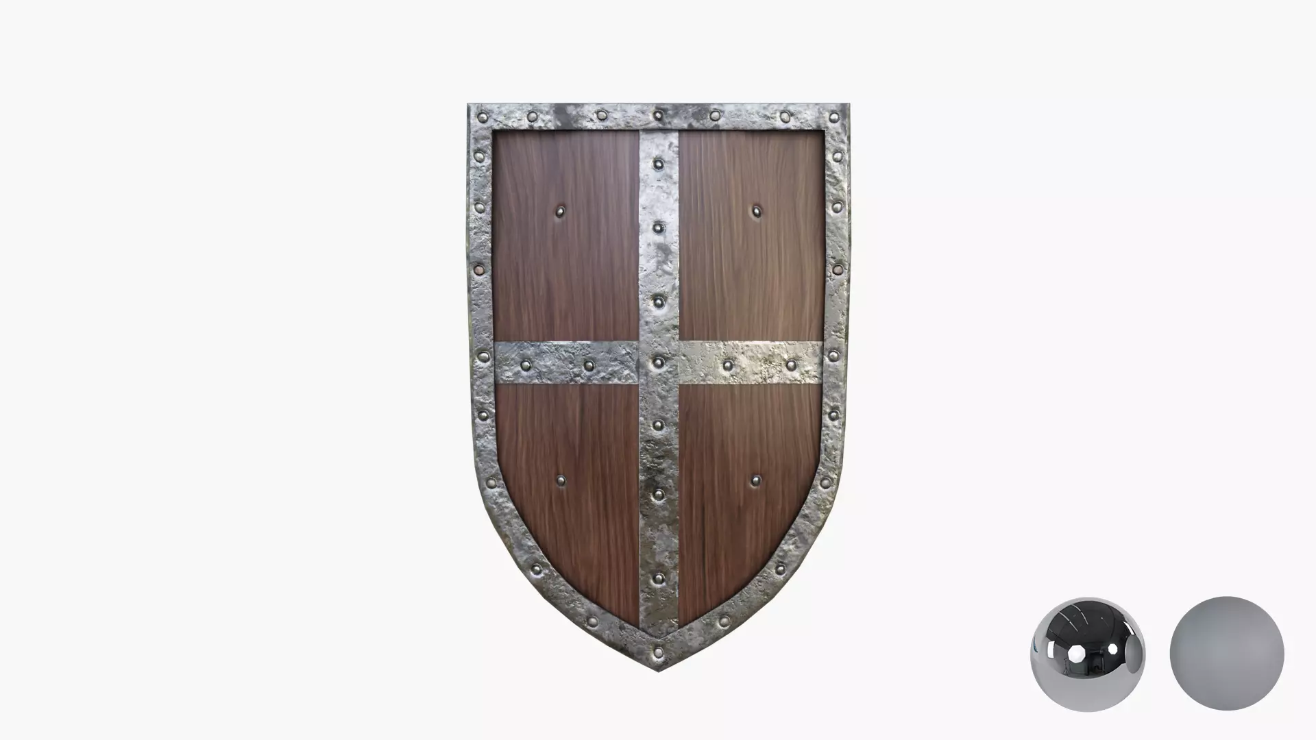 Medival knight wooden shield Low-poly 3D model_5