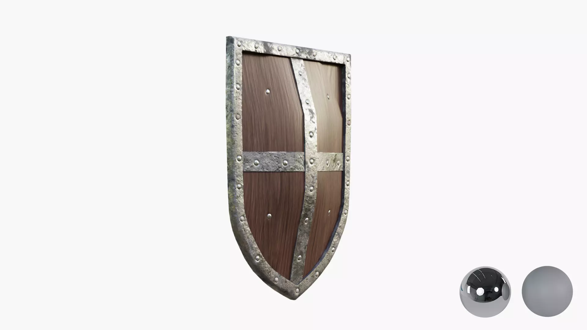 Medival knight wooden shield Low-poly 3D model_4