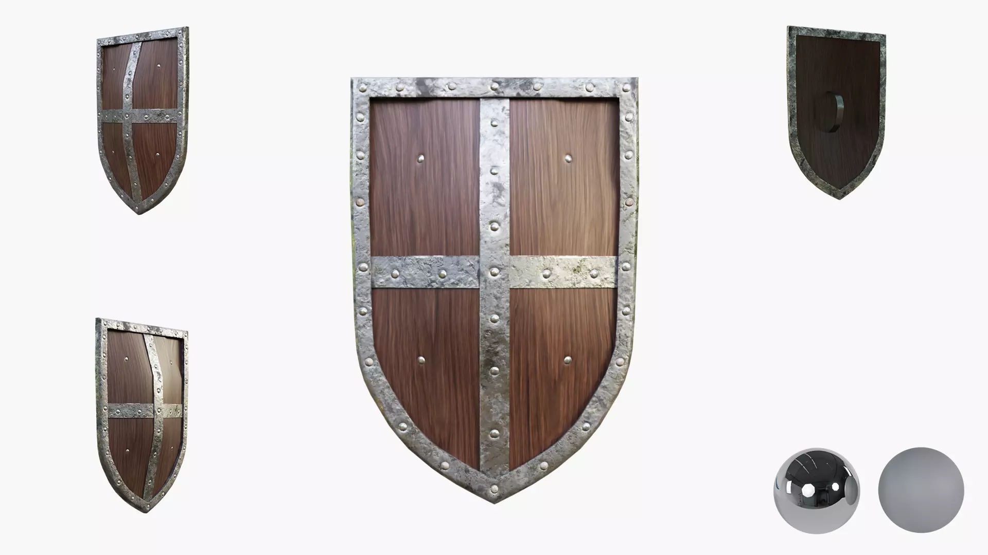 Medival knight wooden shield Low-poly 3D model_0