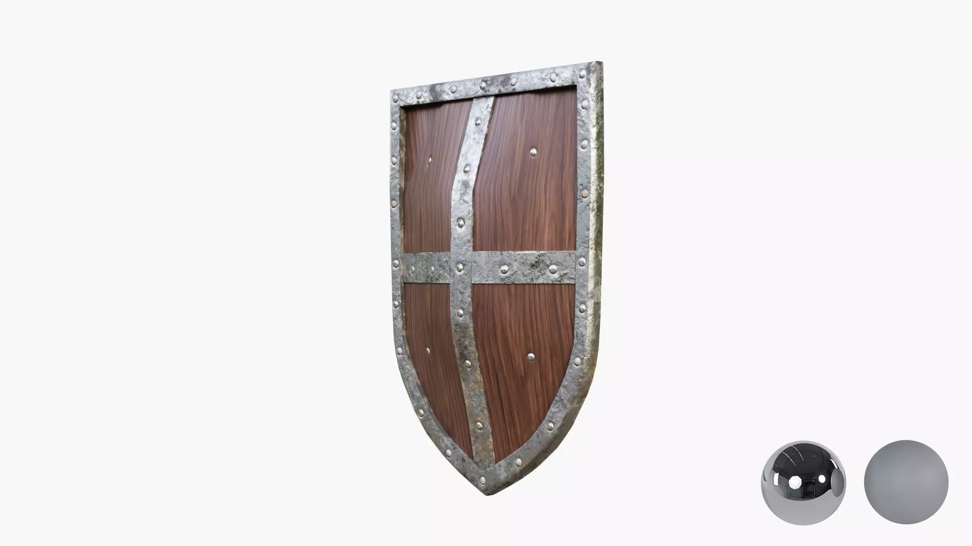 Medival knight wooden shield Low-poly 3D model_1
