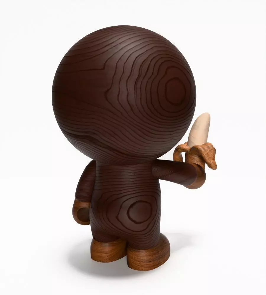 Bape Milo Banana Wooden toy 3D print model_13