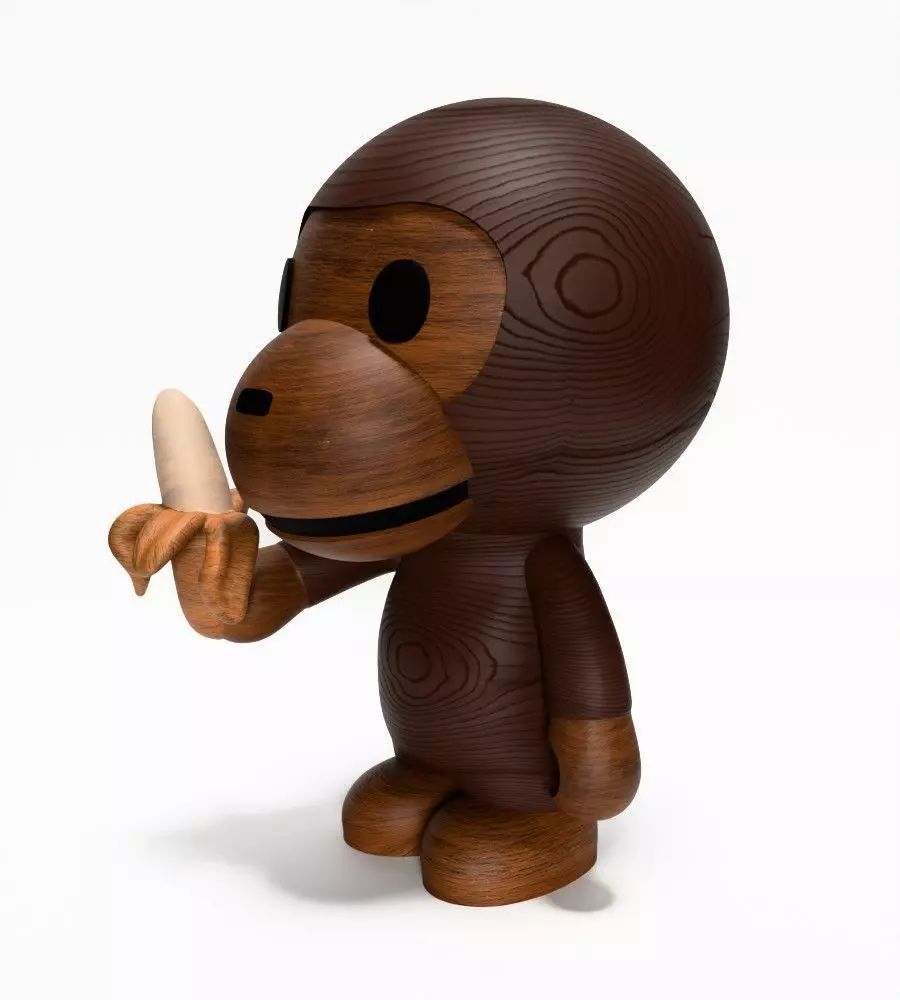 Bape Milo Banana Wooden toy 3D print model_4