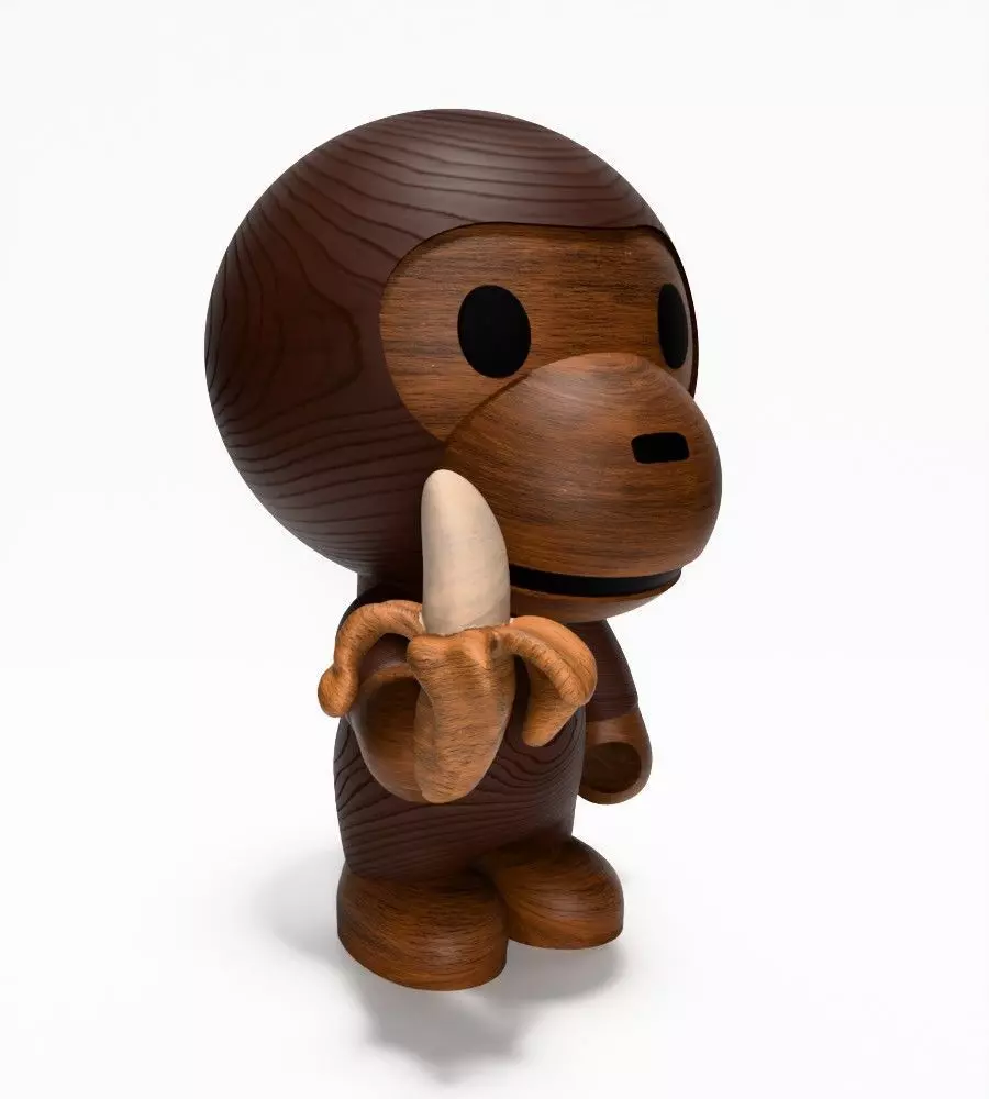 Bape Milo Banana Wooden toy 3D print model_20
