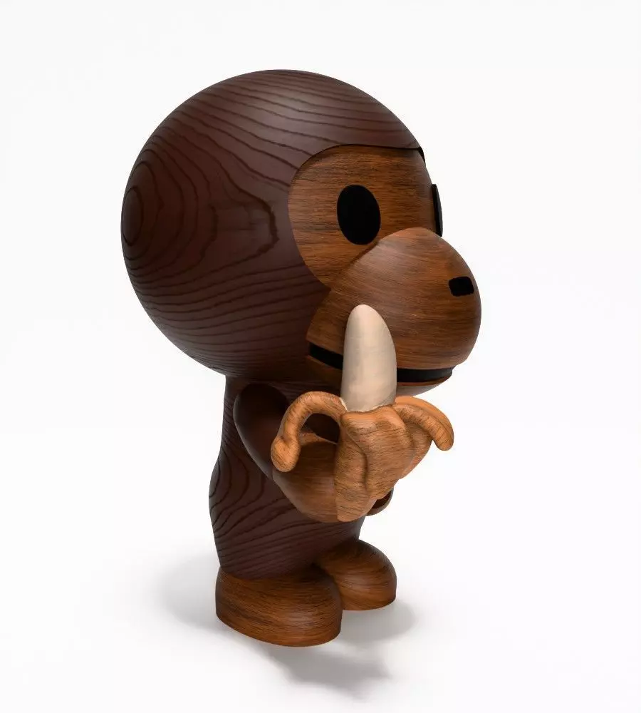 Bape Milo Banana Wooden toy 3D print model_19