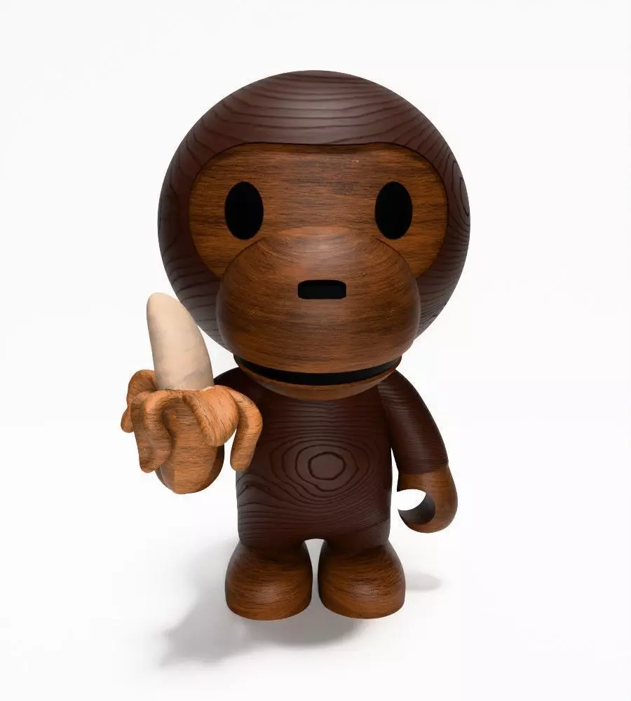 Bape Milo Banana Wooden toy 3D print model_22