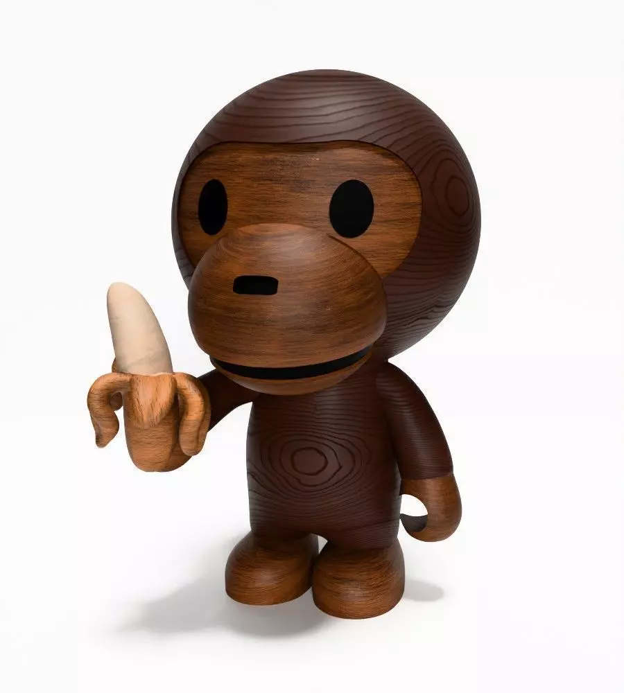 Bape Milo Banana Wooden toy 3D print model_2