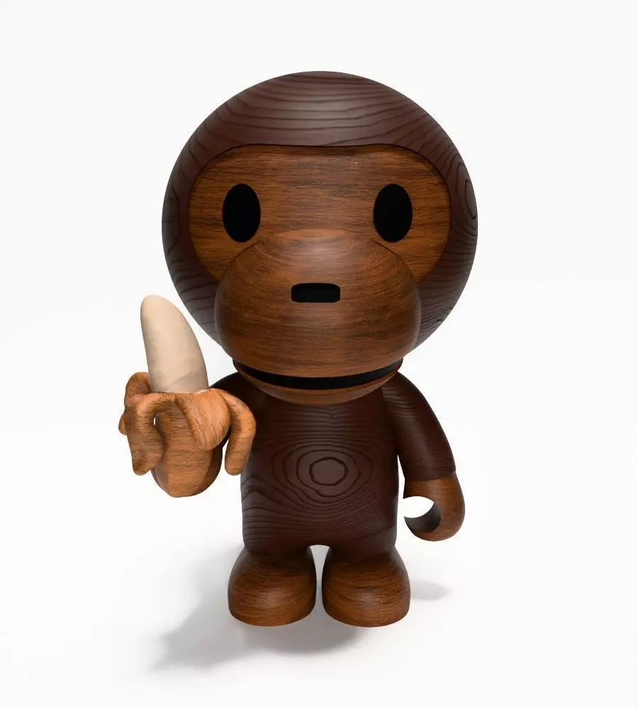 Bape Milo Banana Wooden toy 3D print model_1