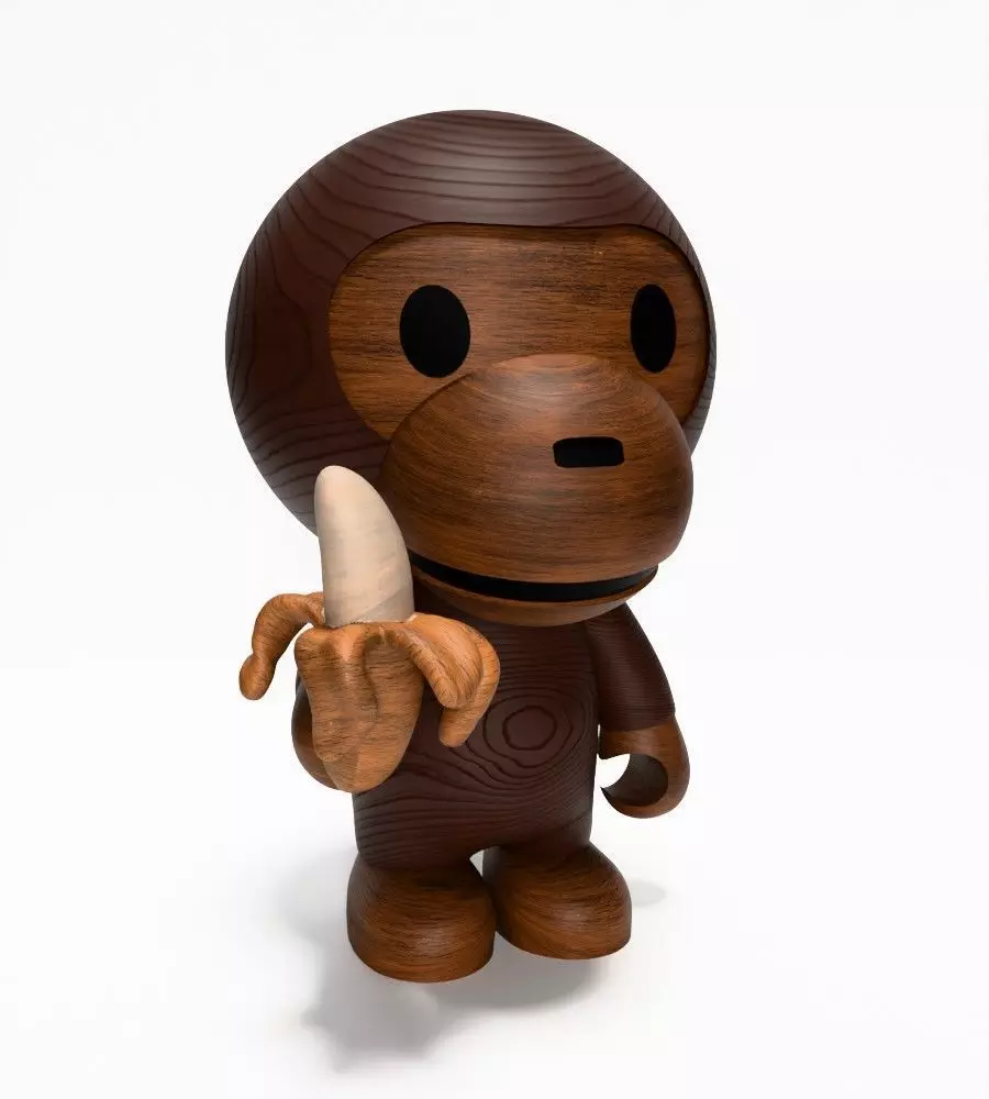 Bape Milo Banana Wooden toy 3D print model_21