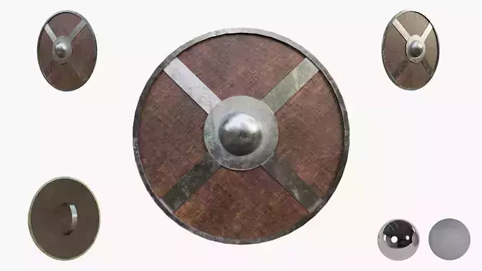 Medival Round Woden Shield Low-poly 3D model Medival Round Woden Shield Low-poly 3D model