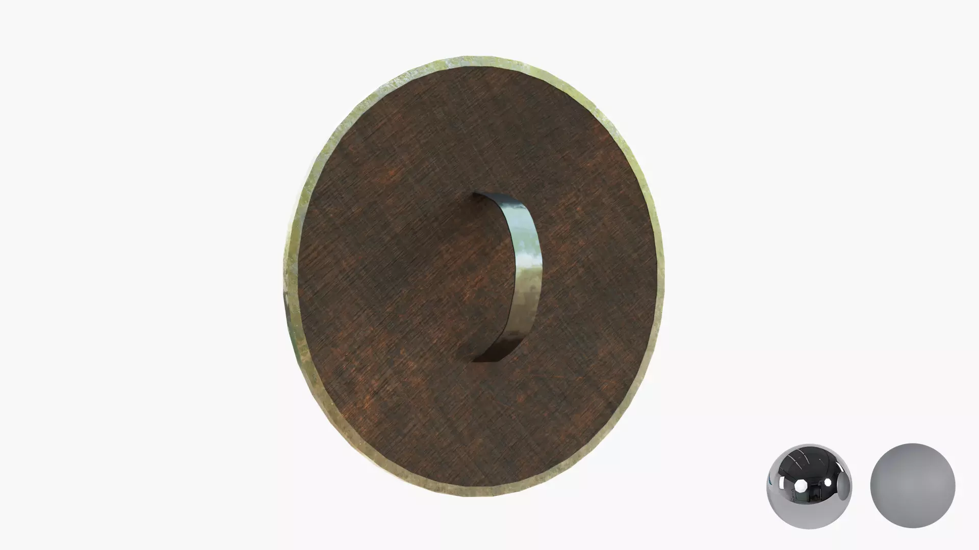 Medival Round Woden Shield Low-poly 3D model_3