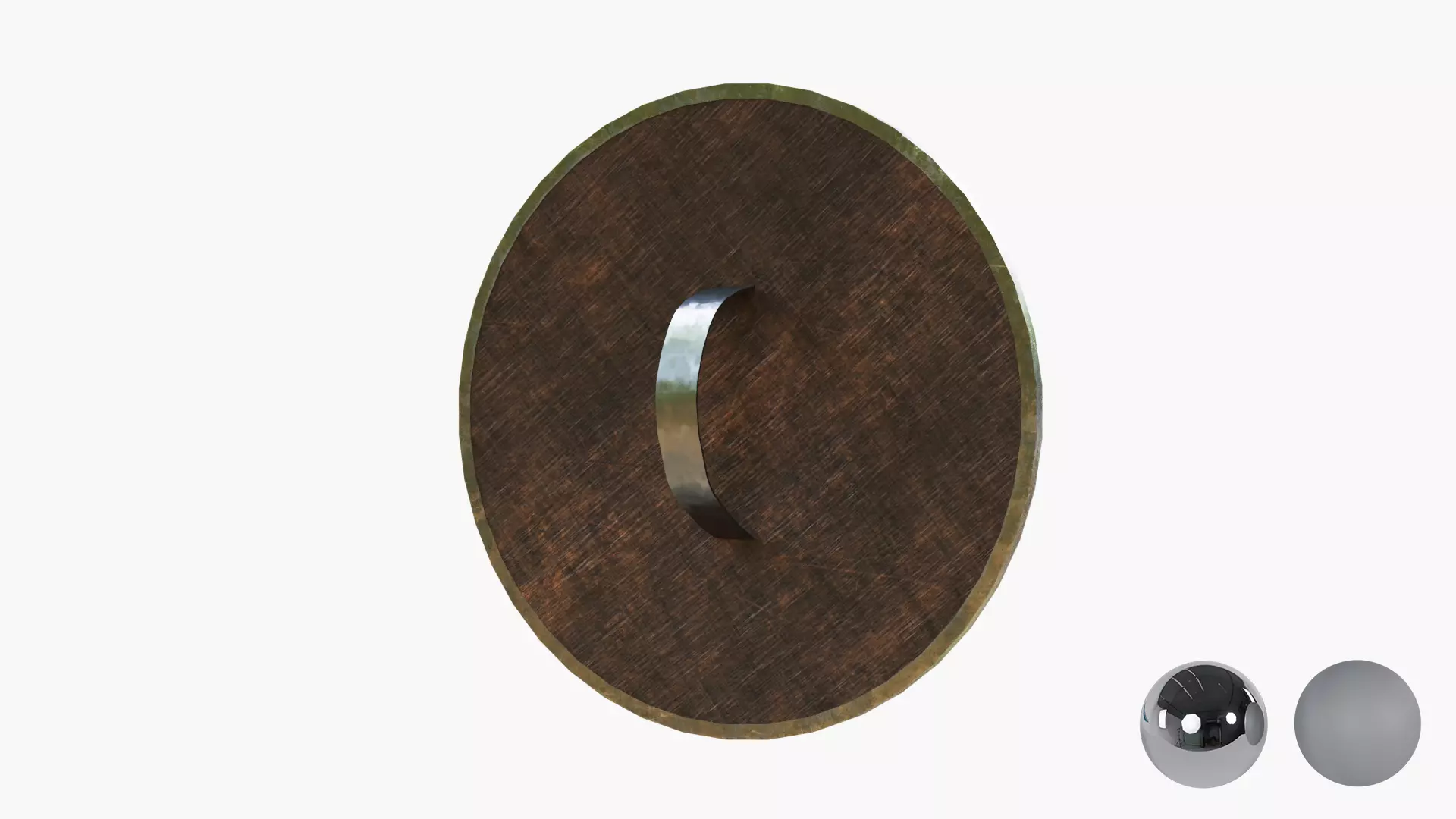 Medival Round Woden Shield Low-poly 3D model_4