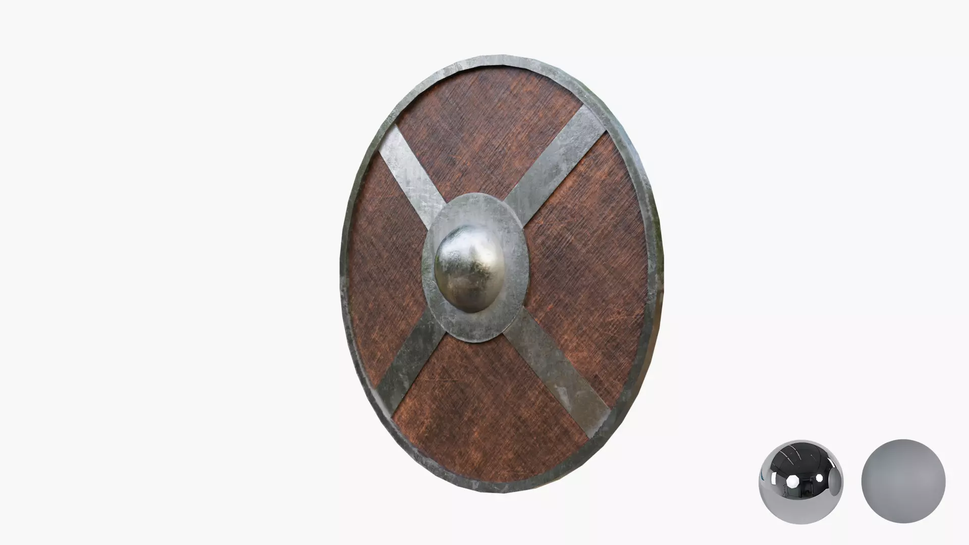 Medival Round Woden Shield Low-poly 3D model_2