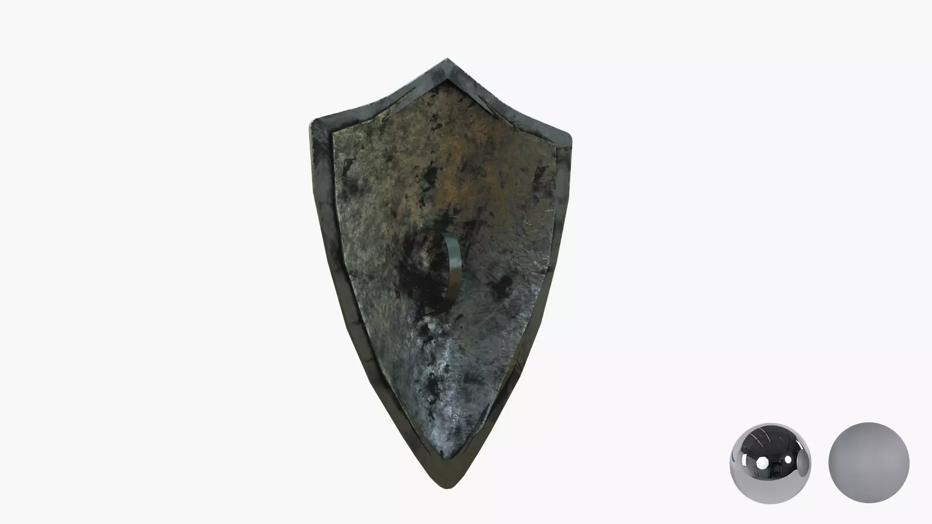 Metal old shield Low-poly 3D model_3