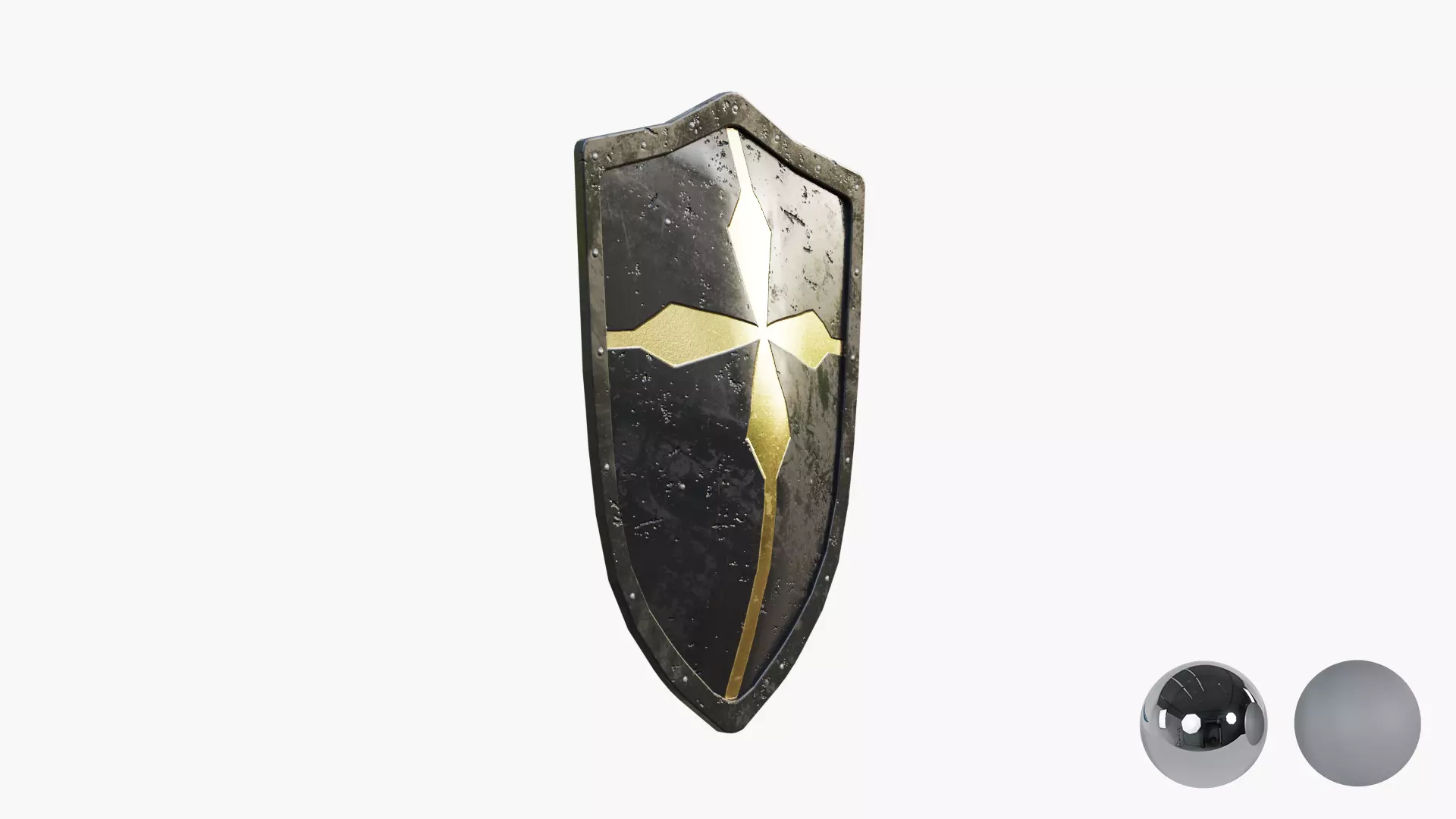 Medieval Warrior Knight Black Heater - Battle shield Low-poly 3D model_5