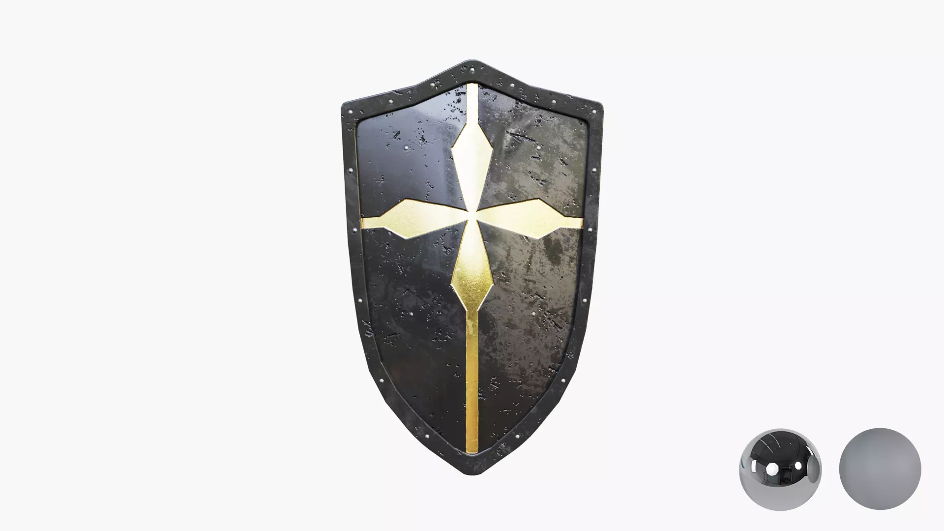 Medieval Warrior Knight Black Heater - Battle shield Low-poly 3D model_1