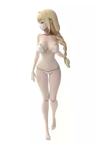 Blonde Anime Girl - Bikini and Nude Versions - Blender Character