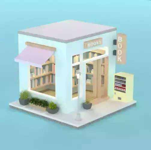 Low Poly Bookstore 3D Model - Stylized Cartoon Shop Low-poly 3D model Low Poly Bookstore 3D Model - Stylized Cartoon Shop Low-poly 3D model