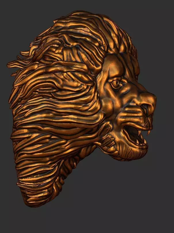 A LION FACE 3D MODEL SCUPLTING  3D print model_3