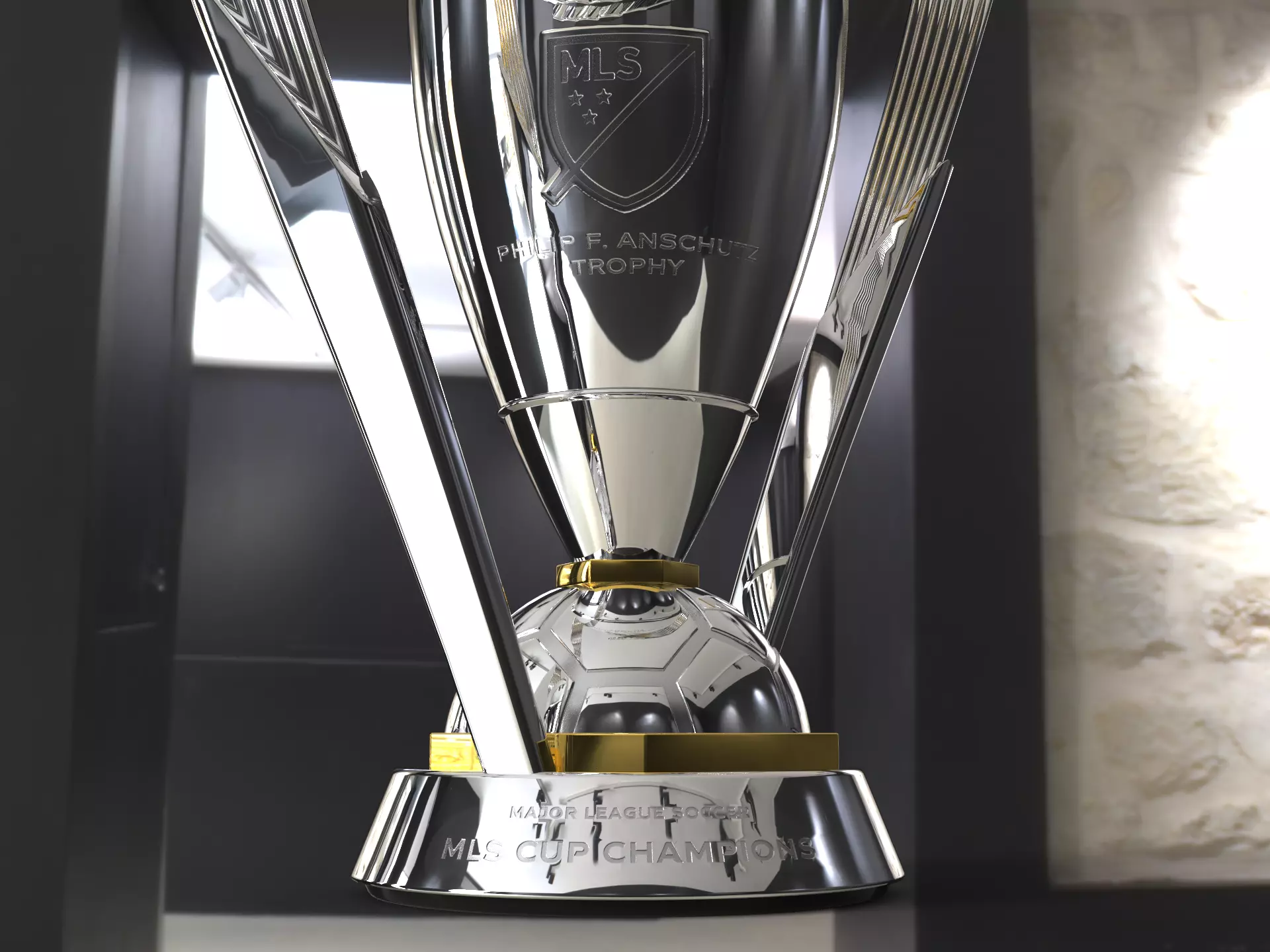 MLS Philip F Anschutz american soccer Award Trophy 3D model_6