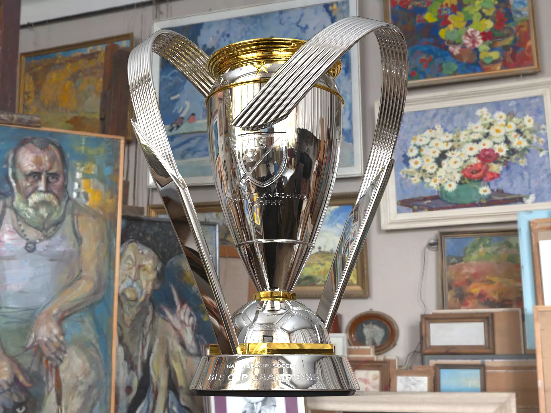 MLS Philip F Anschutz american soccer Award Trophy 3D model_7