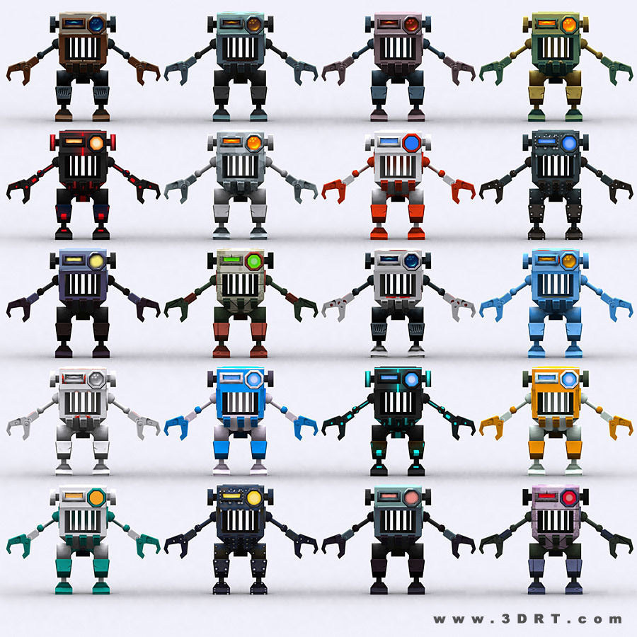 3DRT - Chibii-robot-14 Low-poly 3D model_8