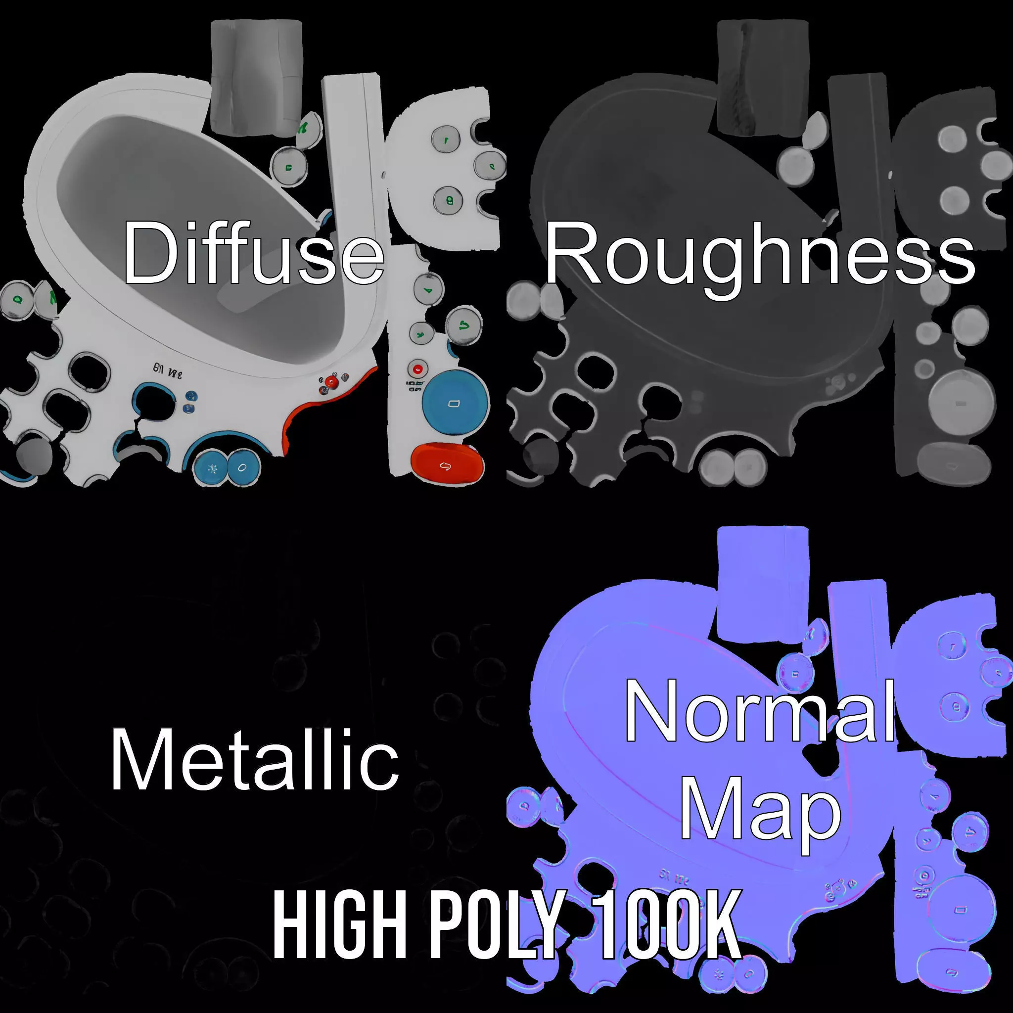 Colorful Remote Control model pack for versatile environments Low-poly 3D model_3