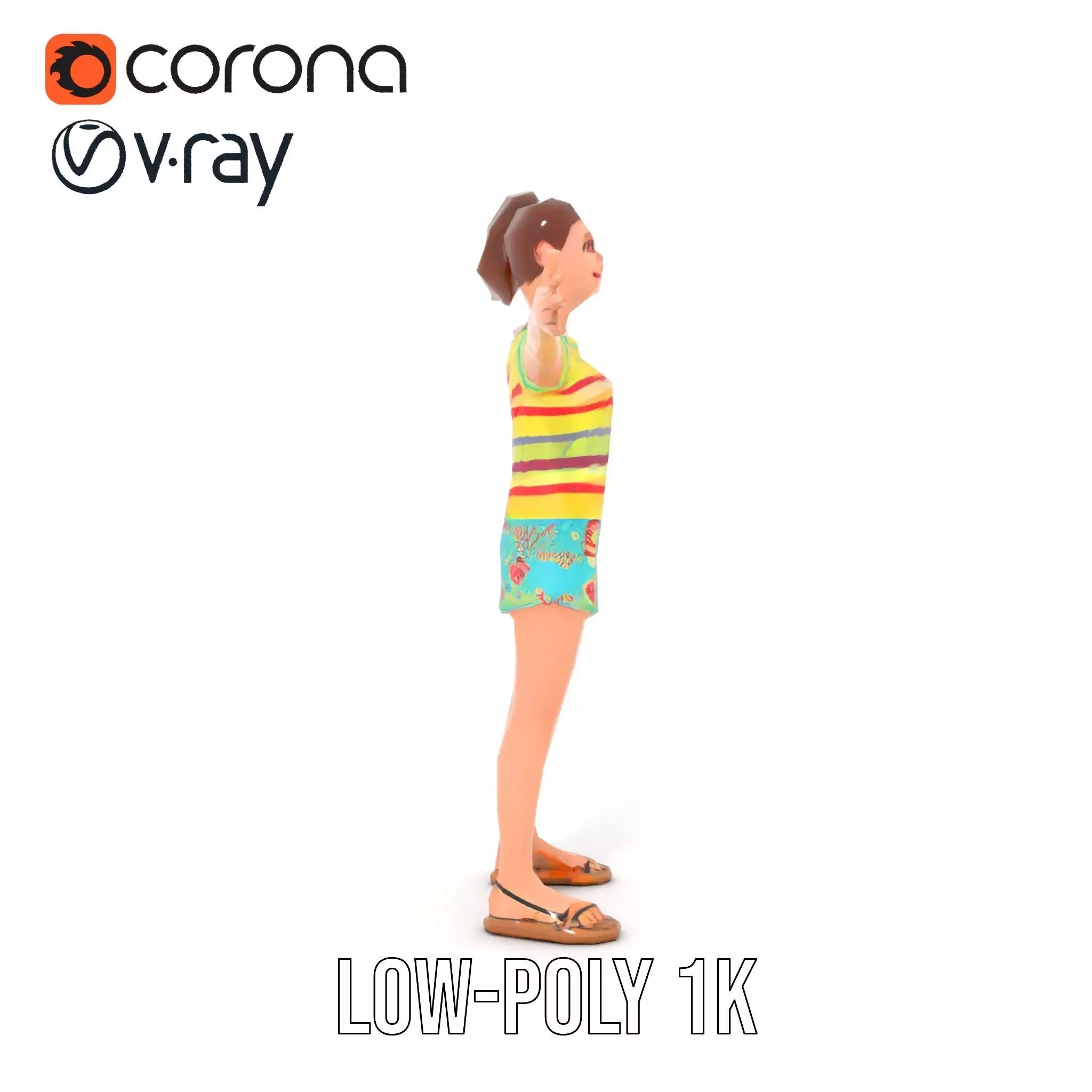 Animated Female Character Casual Outfit Model Pack Low-poly 3D model_8