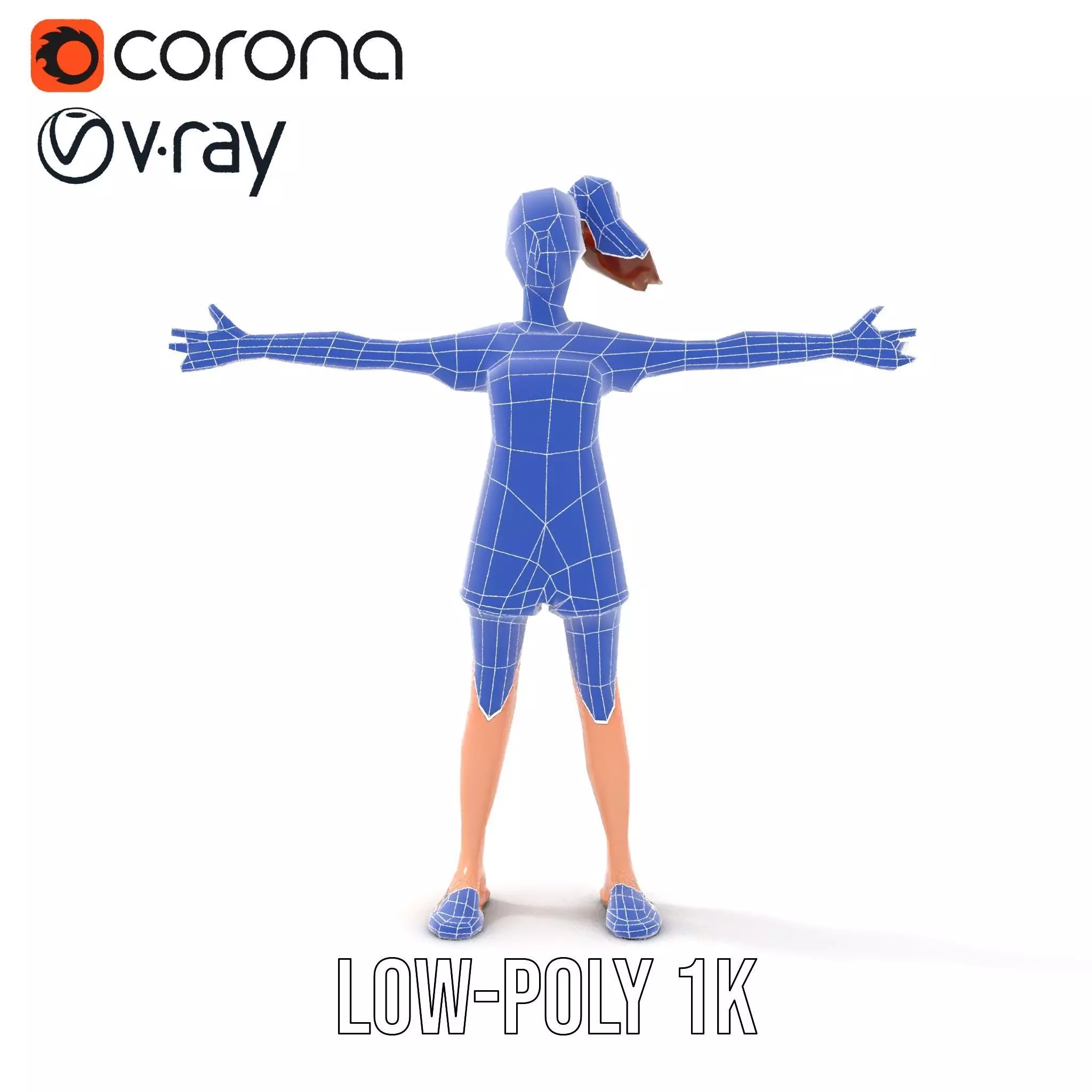 Animated Female Character Casual Outfit Model Pack Low-poly 3D model_19