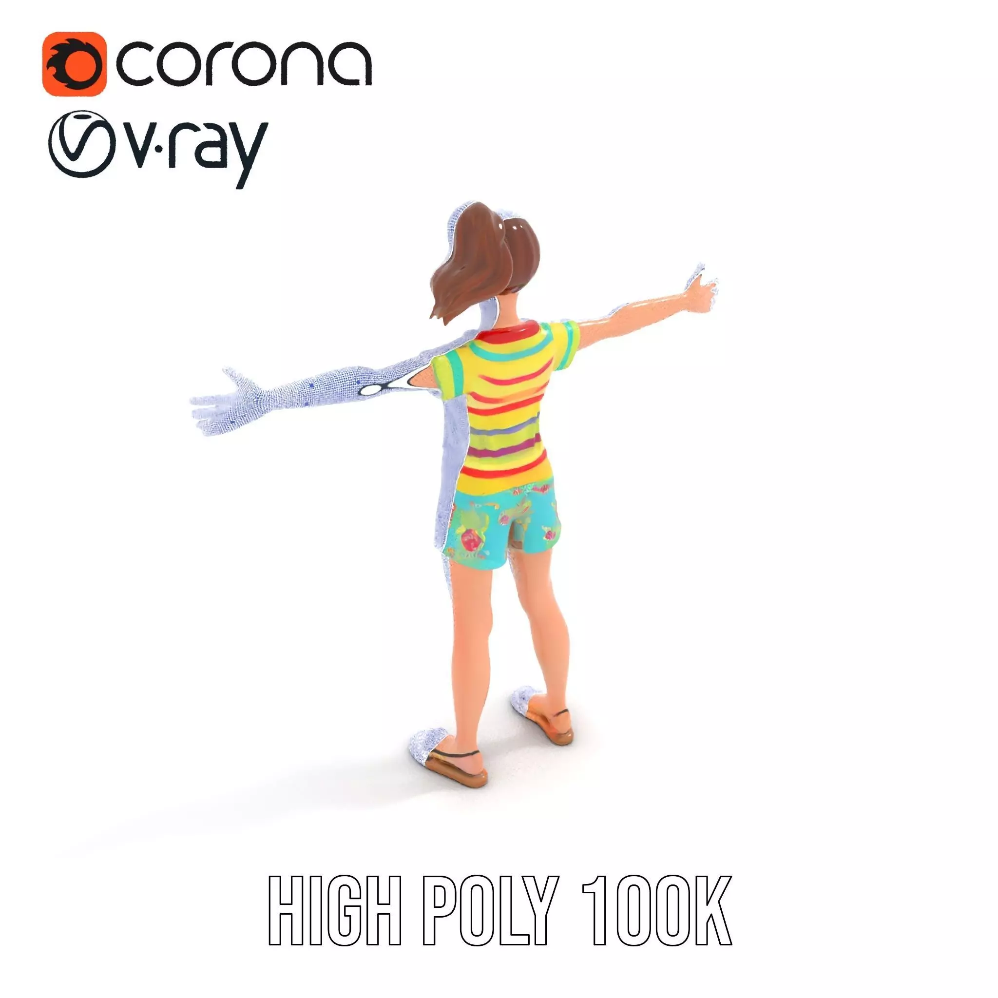 Animated Female Character Casual Outfit Model Pack Low-poly 3D model_31