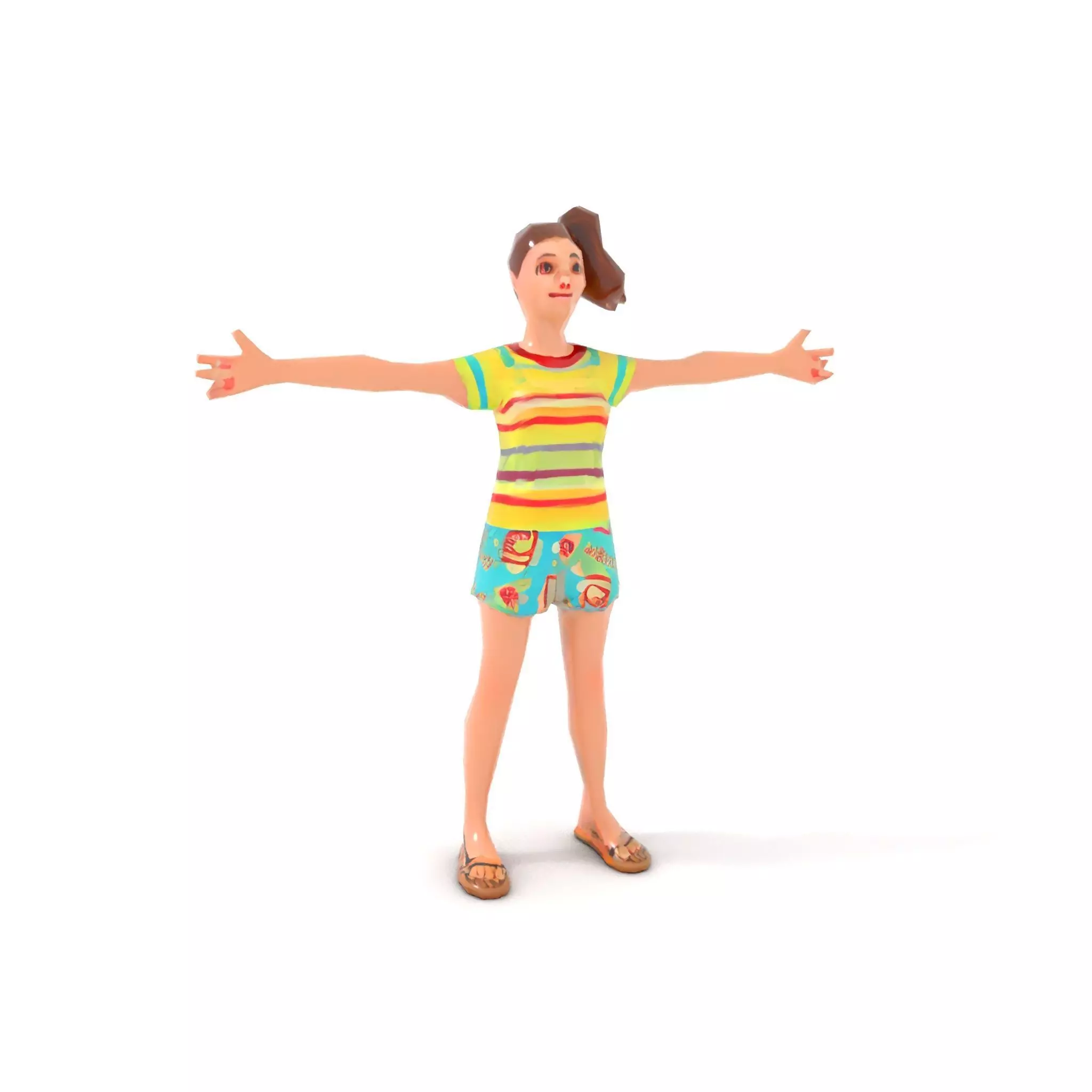 Animated Female Character Casual Outfit Model Pack Low-poly 3D model_16