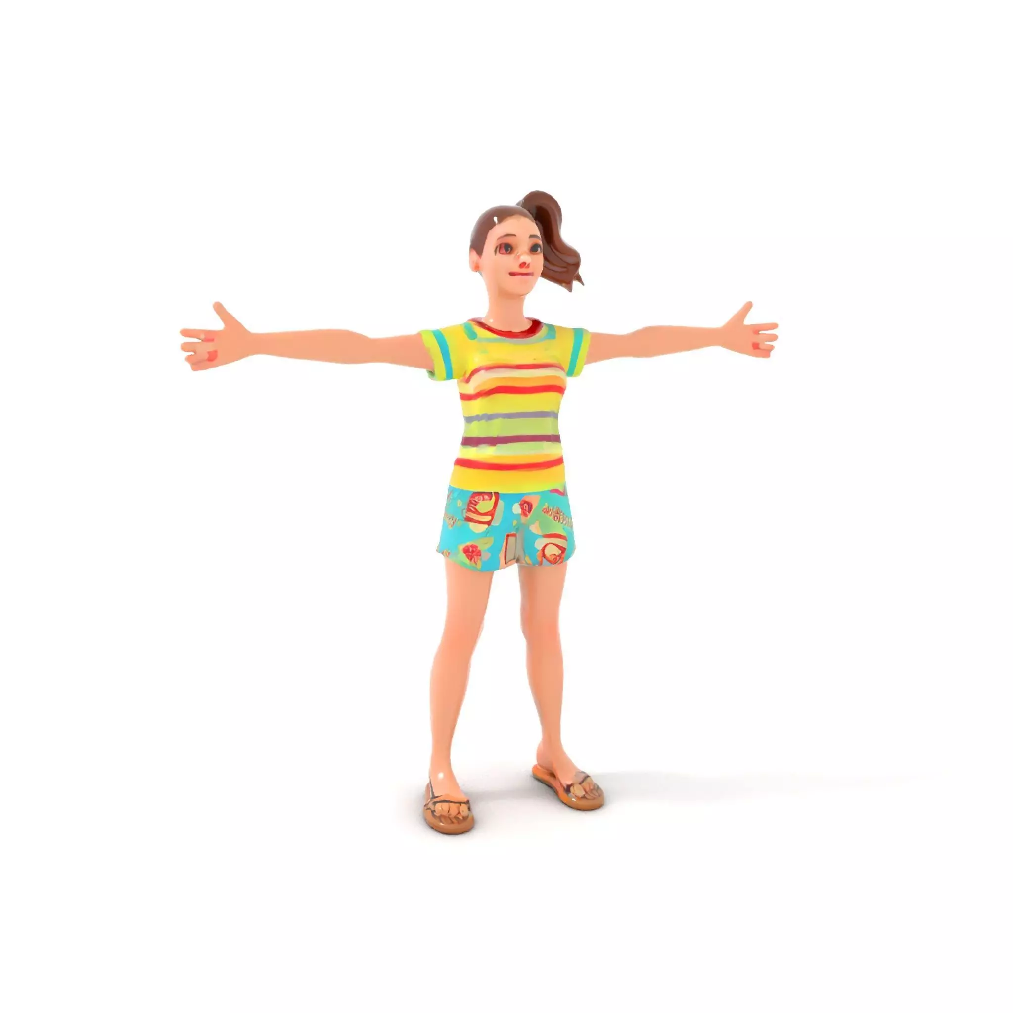 Animated Female Character Casual Outfit Model Pack Low-poly 3D model_6