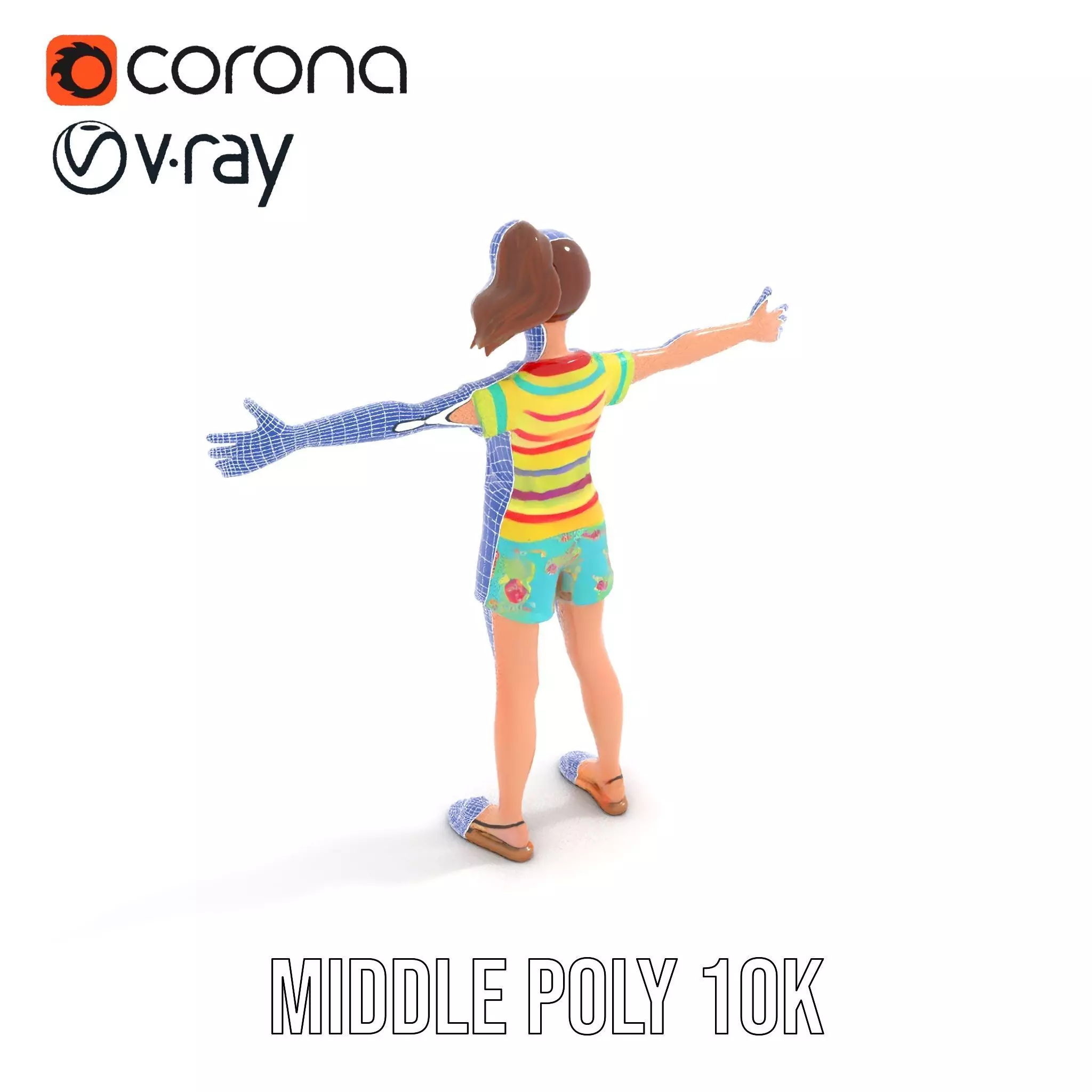 Animated Female Character Casual Outfit Model Pack Low-poly 3D model_23