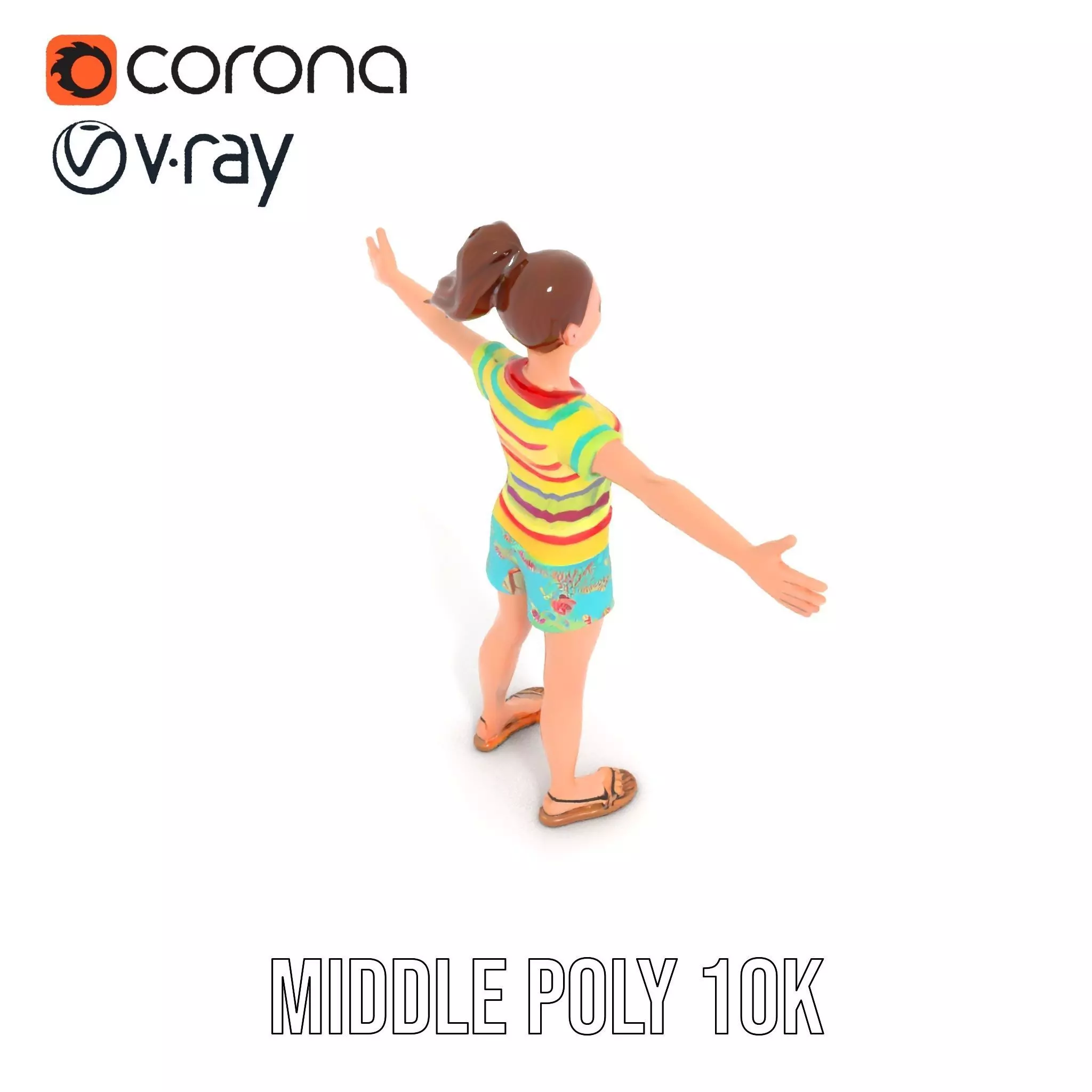 Animated Female Character Casual Outfit Model Pack Low-poly 3D model_12