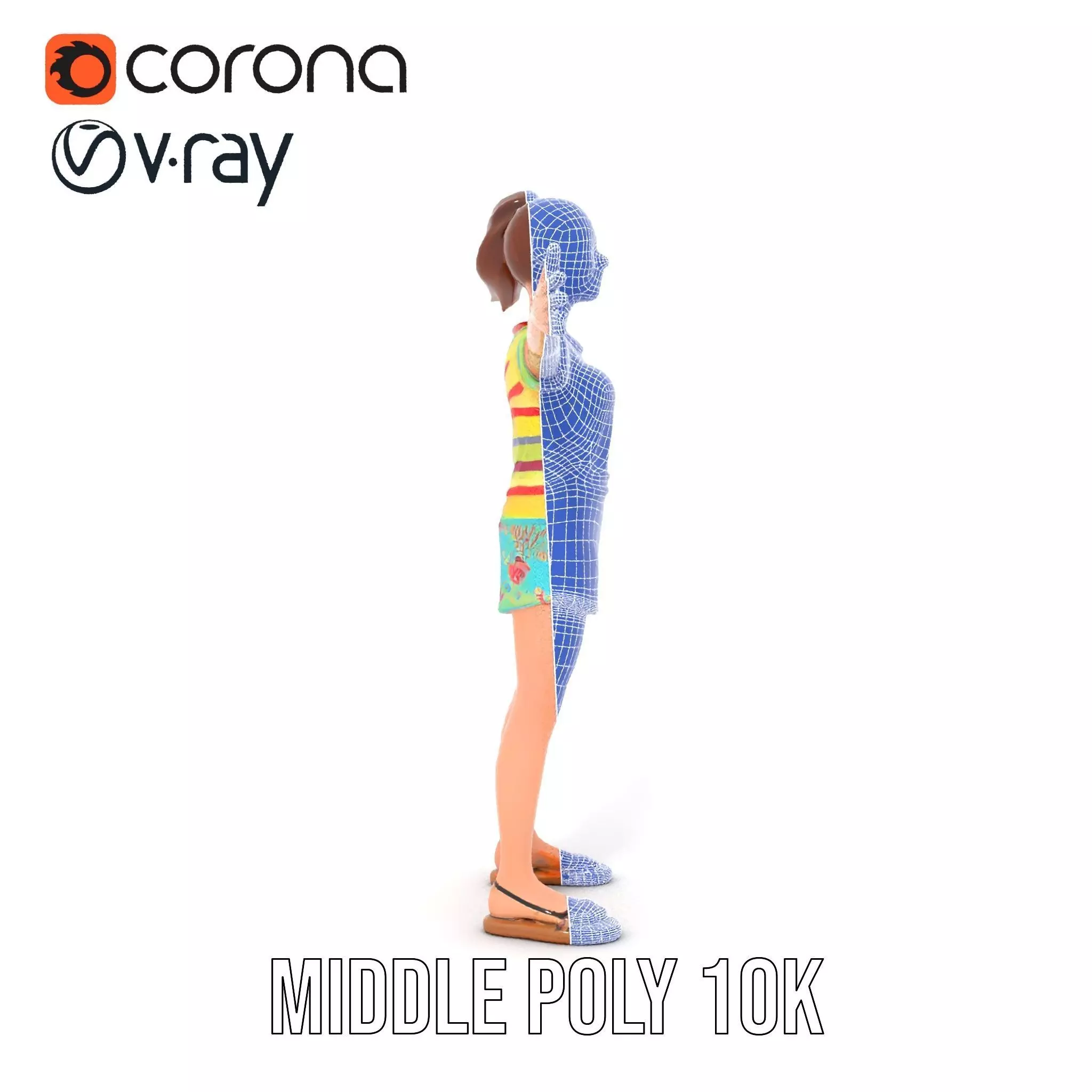 Animated Female Character Casual Outfit Model Pack Low-poly 3D model_29