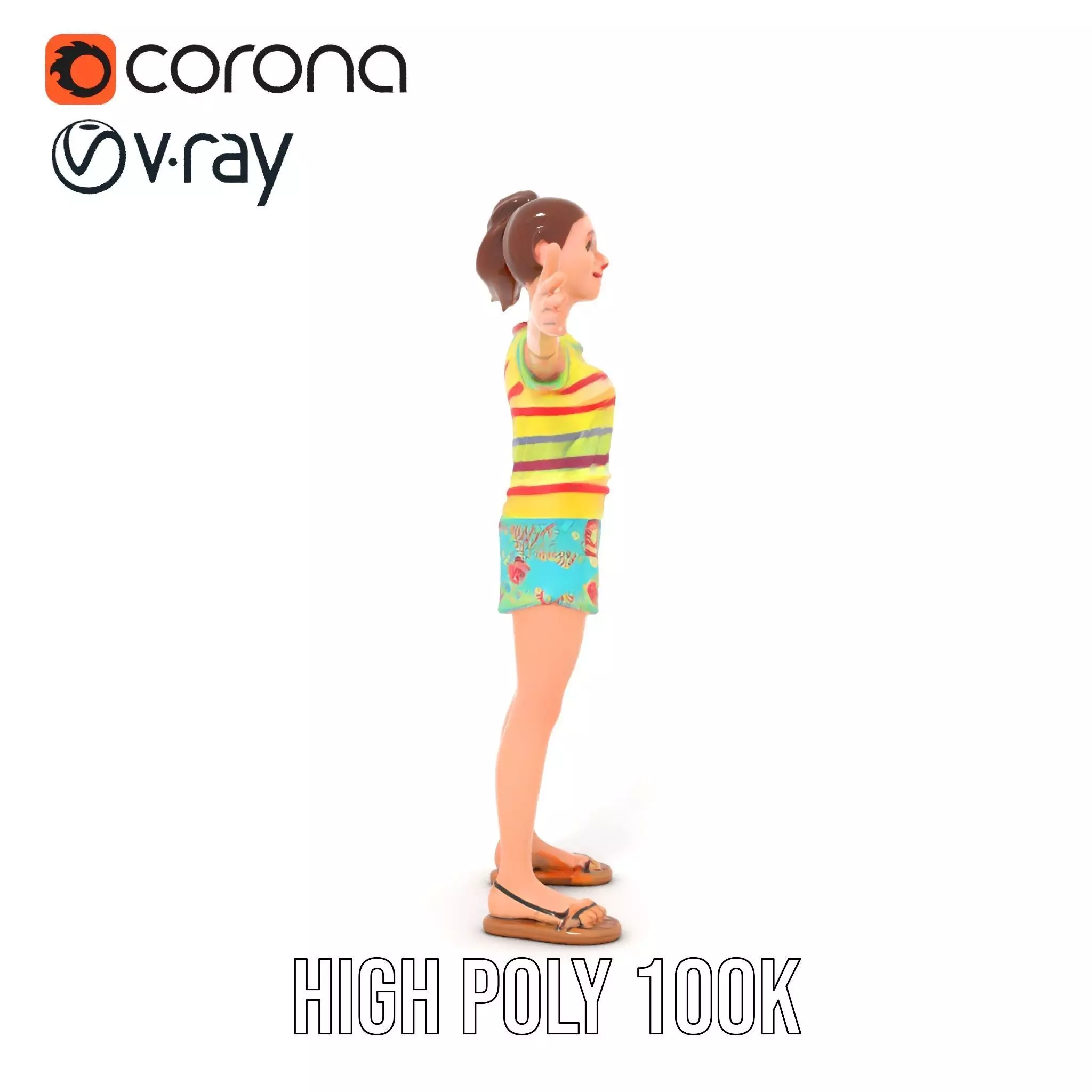 Animated Female Character Casual Outfit Model Pack Low-poly 3D model_22