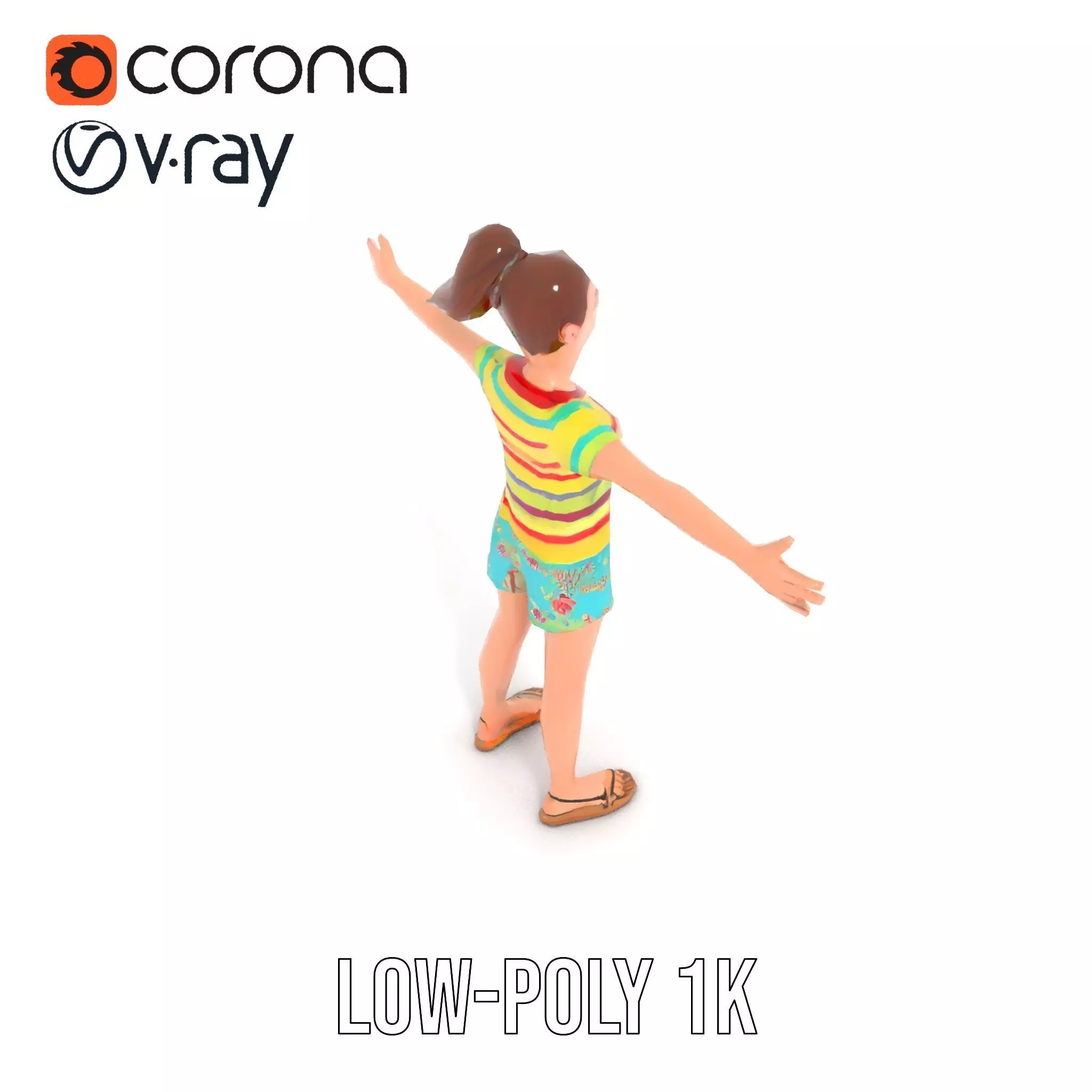 Animated Female Character Casual Outfit Model Pack Low-poly 3D model_13