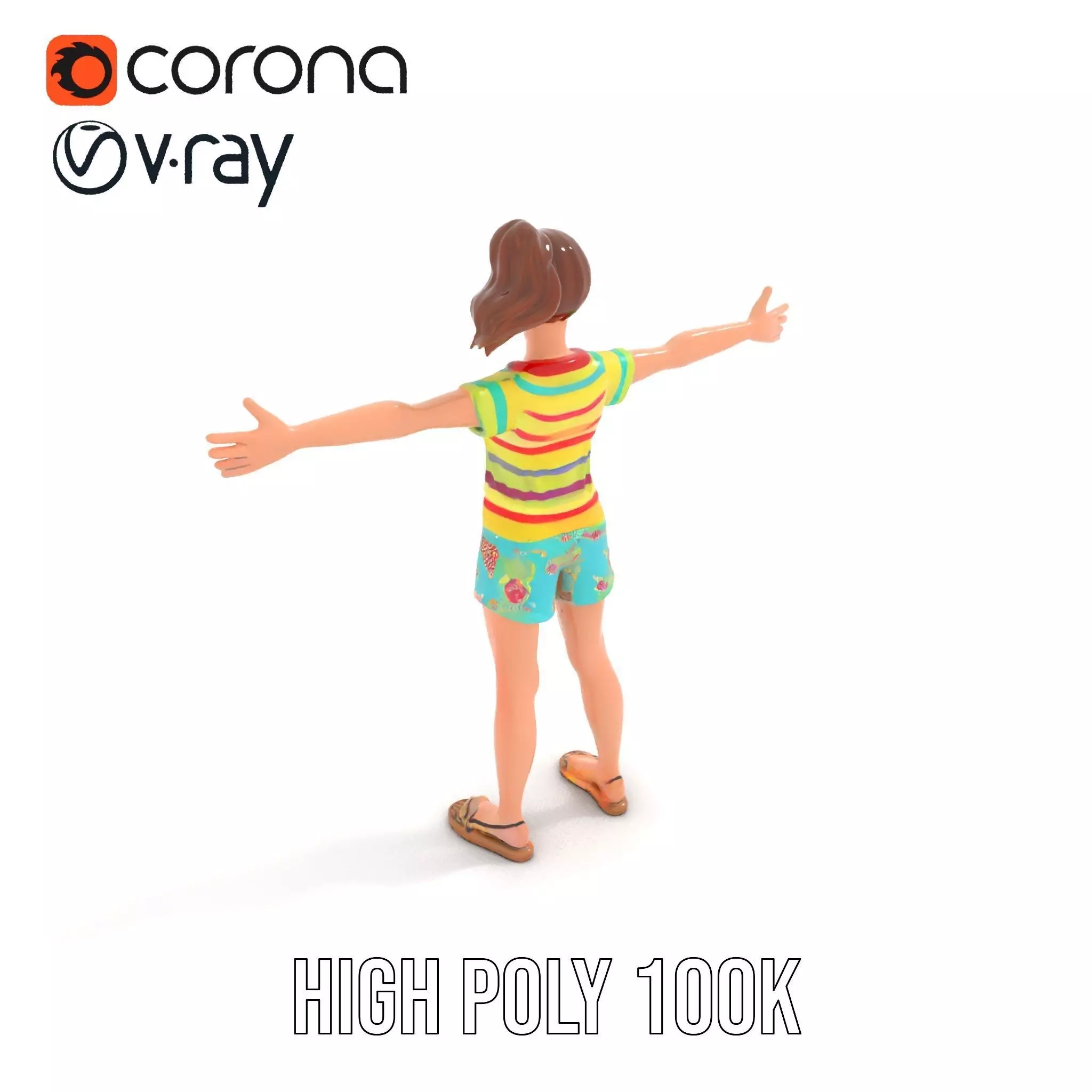 Animated Female Character Casual Outfit Model Pack Low-poly 3D model_9
