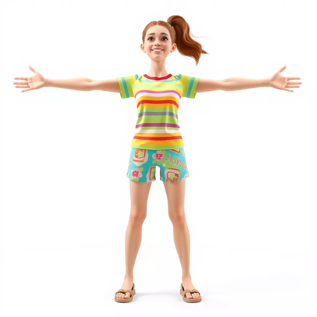 Animated Female Character Casual Outfit Model Pack Low-poly 3D model_2