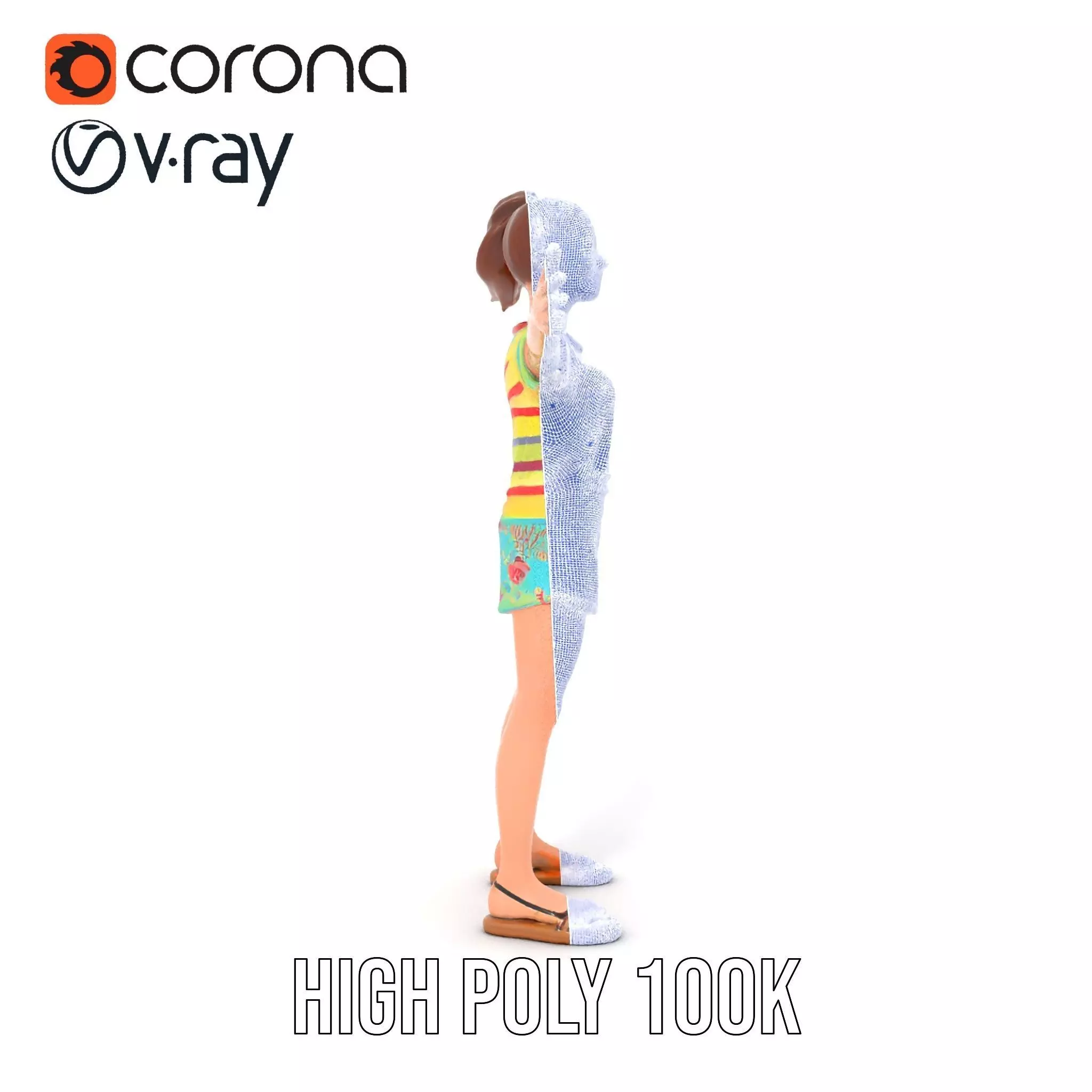 Animated Female Character Casual Outfit Model Pack Low-poly 3D model_32