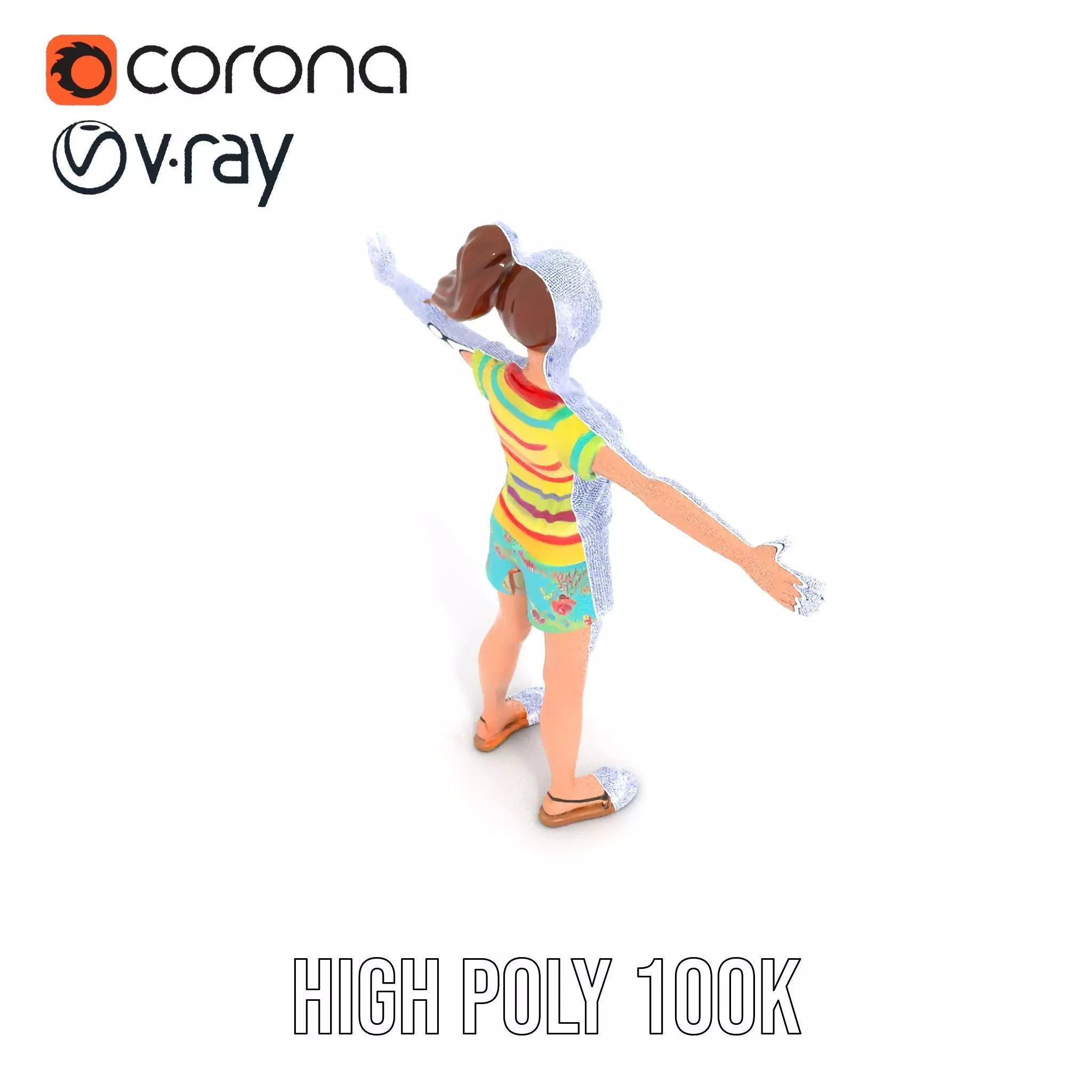 Animated Female Character Casual Outfit Model Pack Low-poly 3D model_28