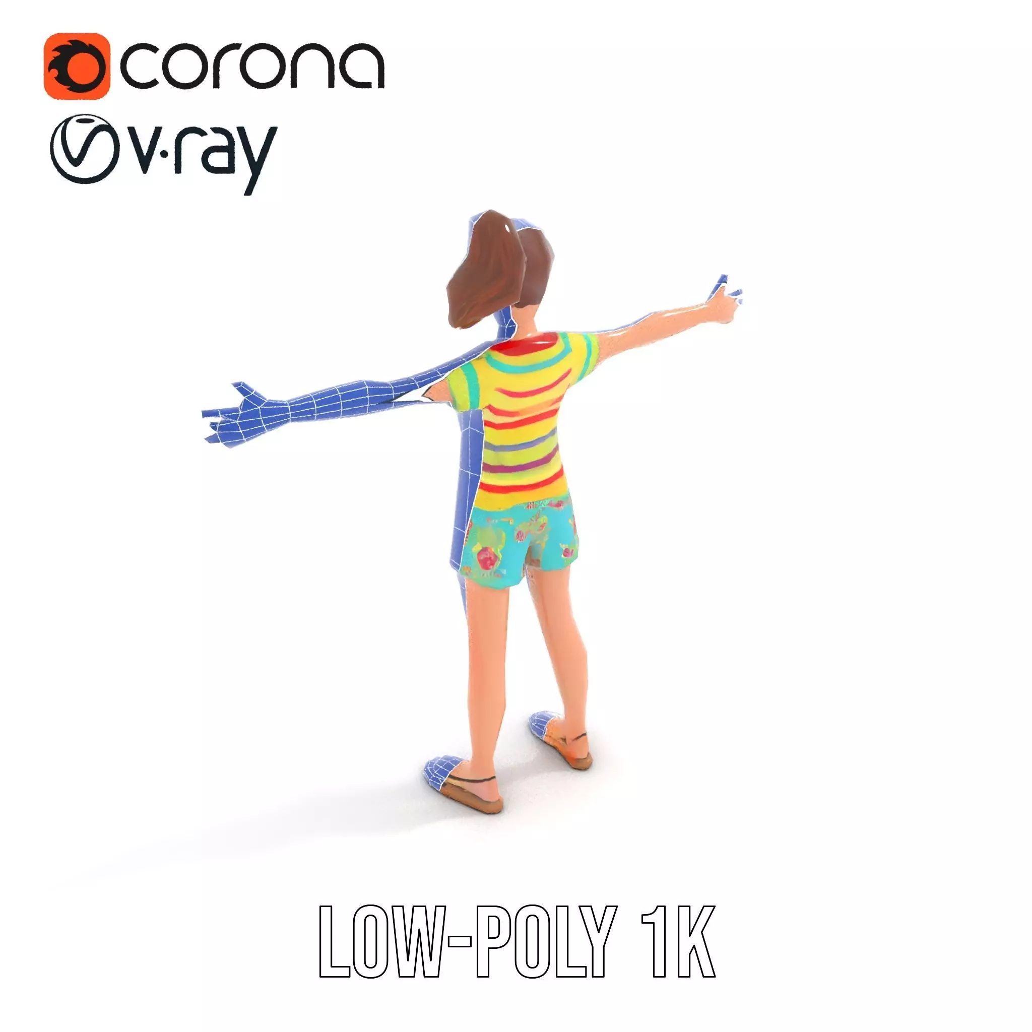 Animated Female Character Casual Outfit Model Pack Low-poly 3D model_27