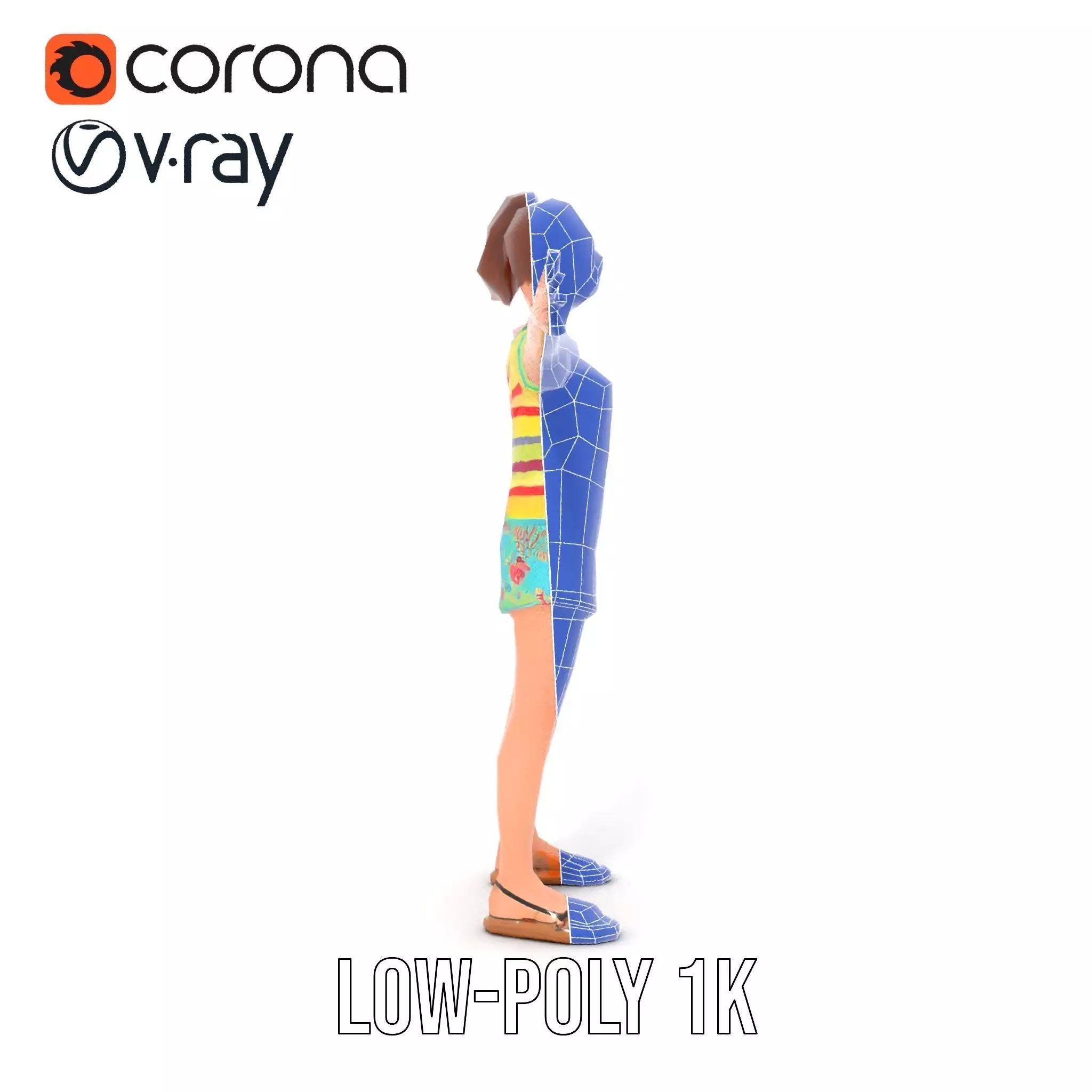 Animated Female Character Casual Outfit Model Pack Low-poly 3D model_30