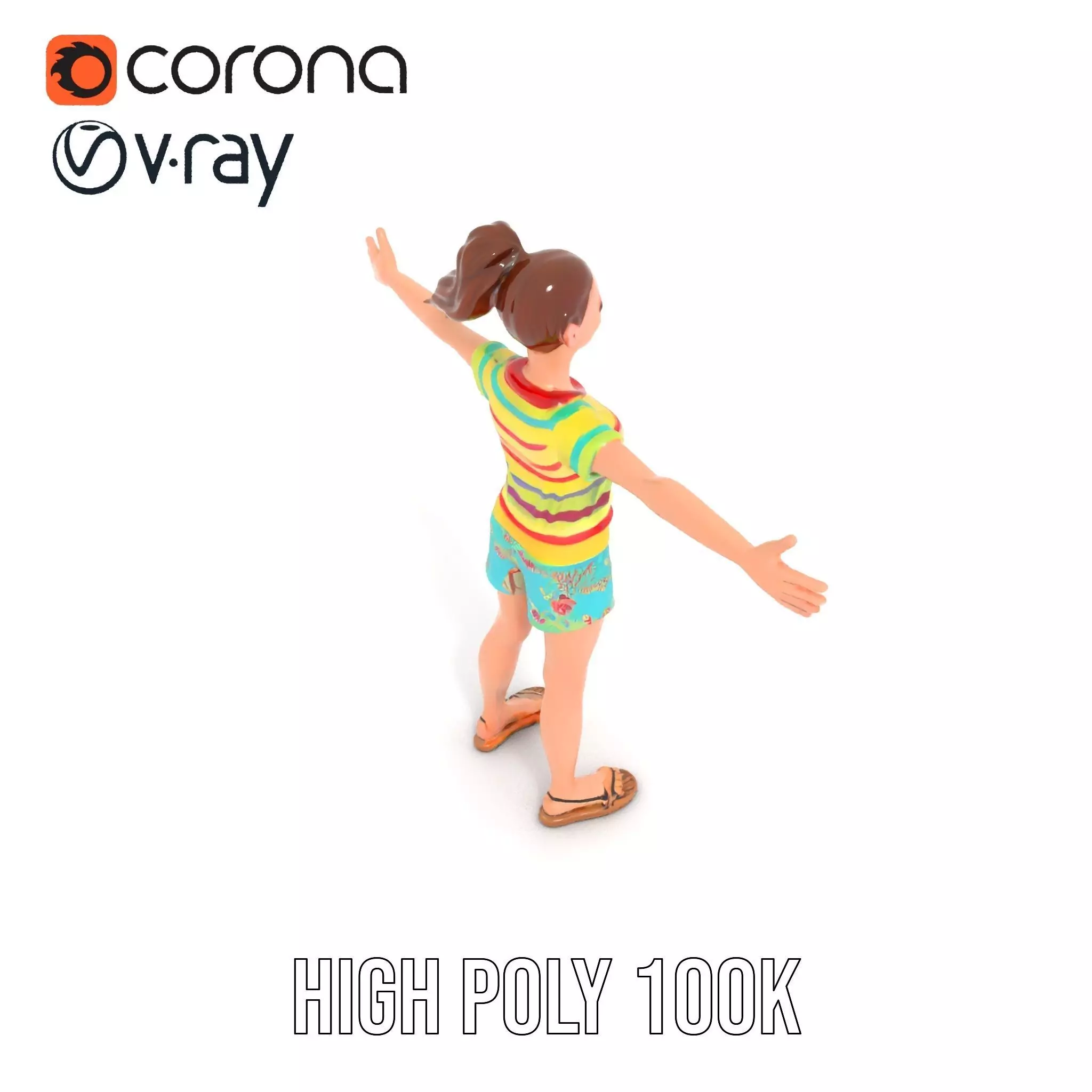 Animated Female Character Casual Outfit Model Pack Low-poly 3D model_14