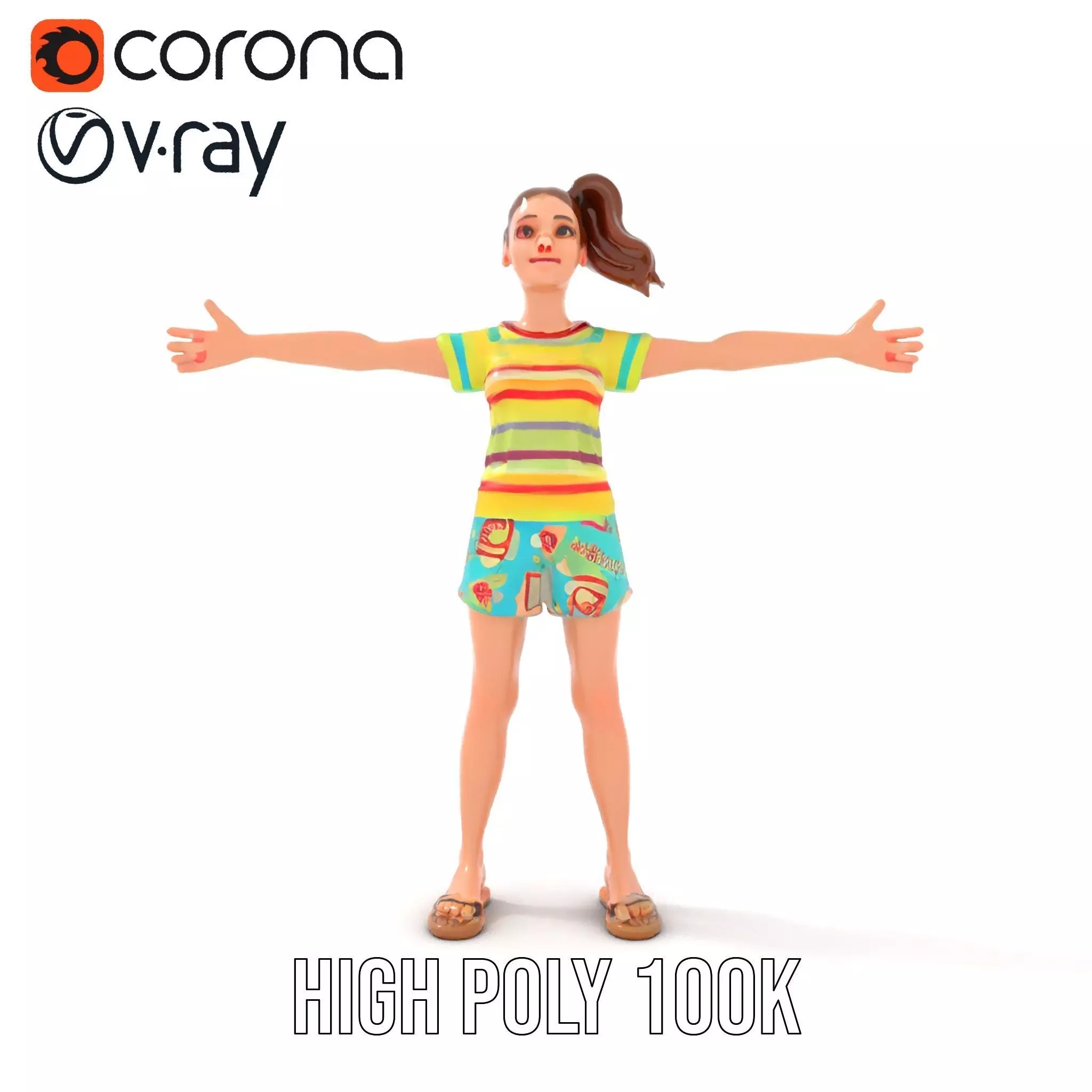 Animated Female Character Casual Outfit Model Pack Low-poly 3D model_17