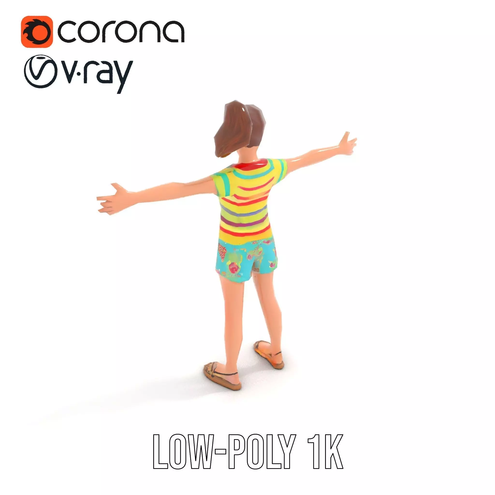 Animated Female Character Casual Outfit Model Pack Low-poly 3D model_7