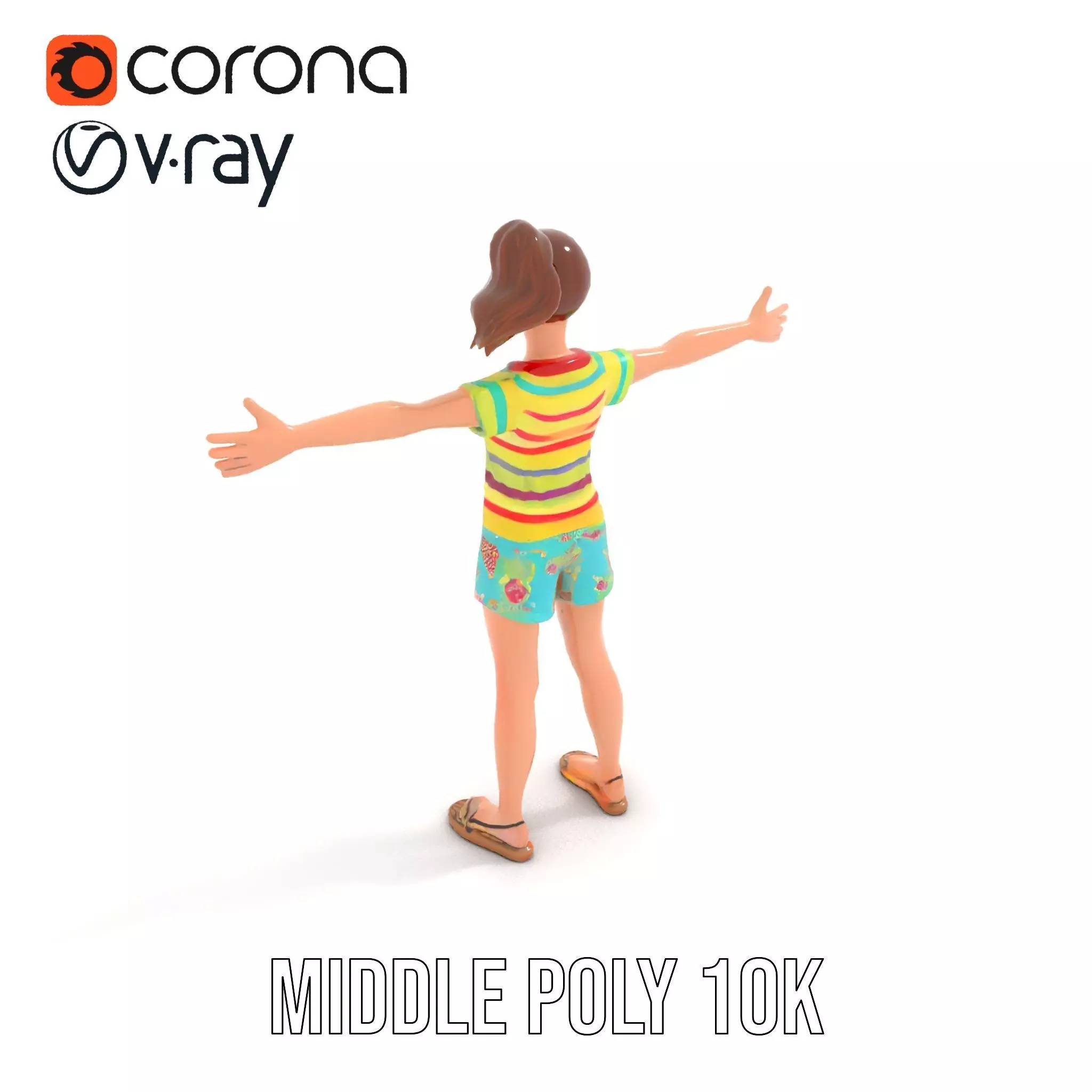 Animated Female Character Casual Outfit Model Pack Low-poly 3D model_10