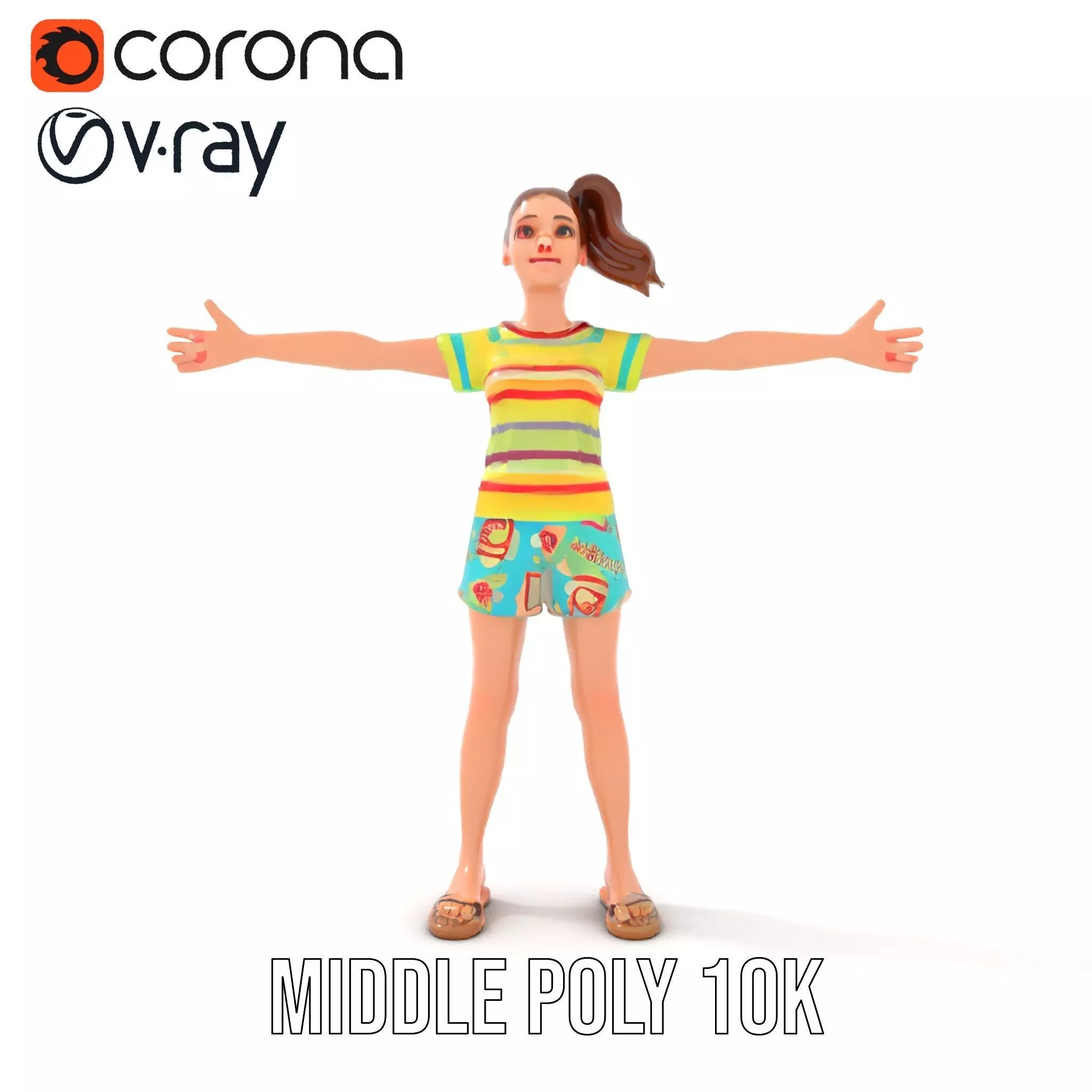 Animated Female Character Casual Outfit Model Pack Low-poly 3D model_5