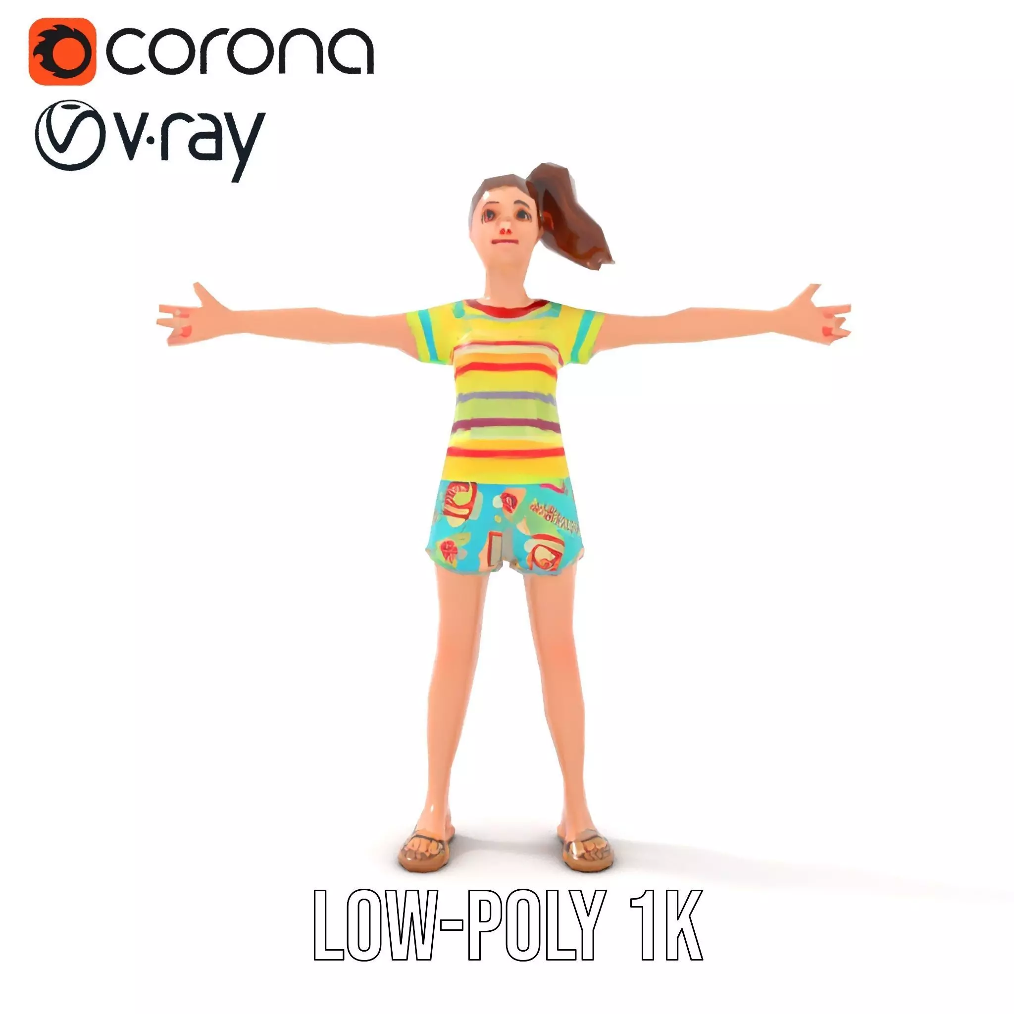 Animated Female Character Casual Outfit Model Pack Low-poly 3D model_21